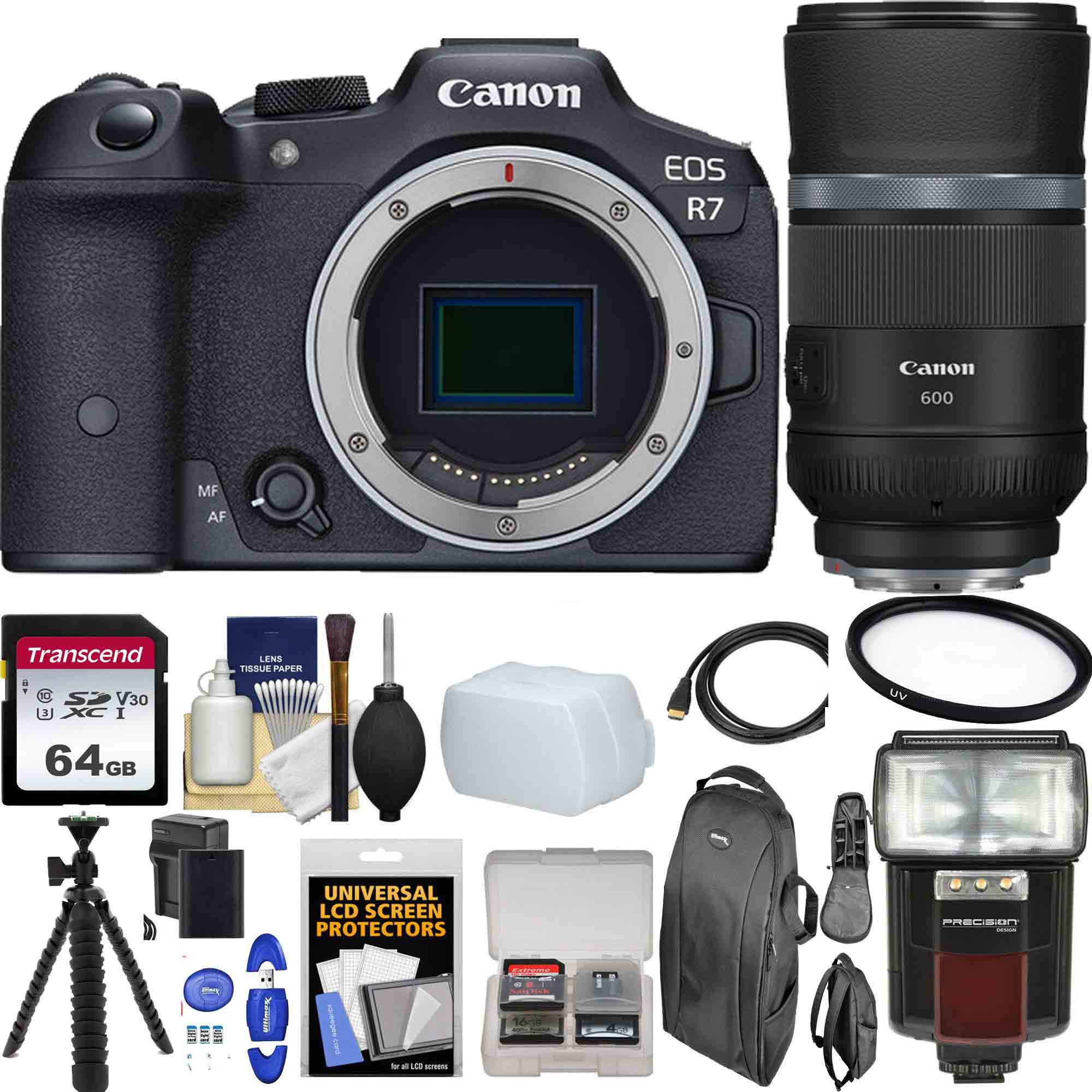 Canon EOS R7 Mirrorless Camera with RF 600mm f/11 IS STM Lens, 64GB Memory Card & Accessories Kit - Professional Wildlife & Sports Photography