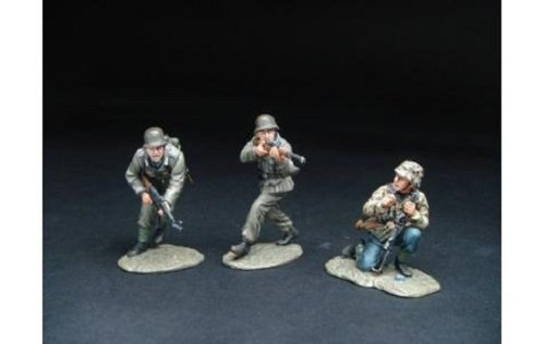 WWII German Infantry Toy Soldiers - 3 Piece Defend or Die Set - 60mm Painted Metal Miniatures by Figarti - Perfect for Collectors, History Enthusiasts & Wargaming Scenes