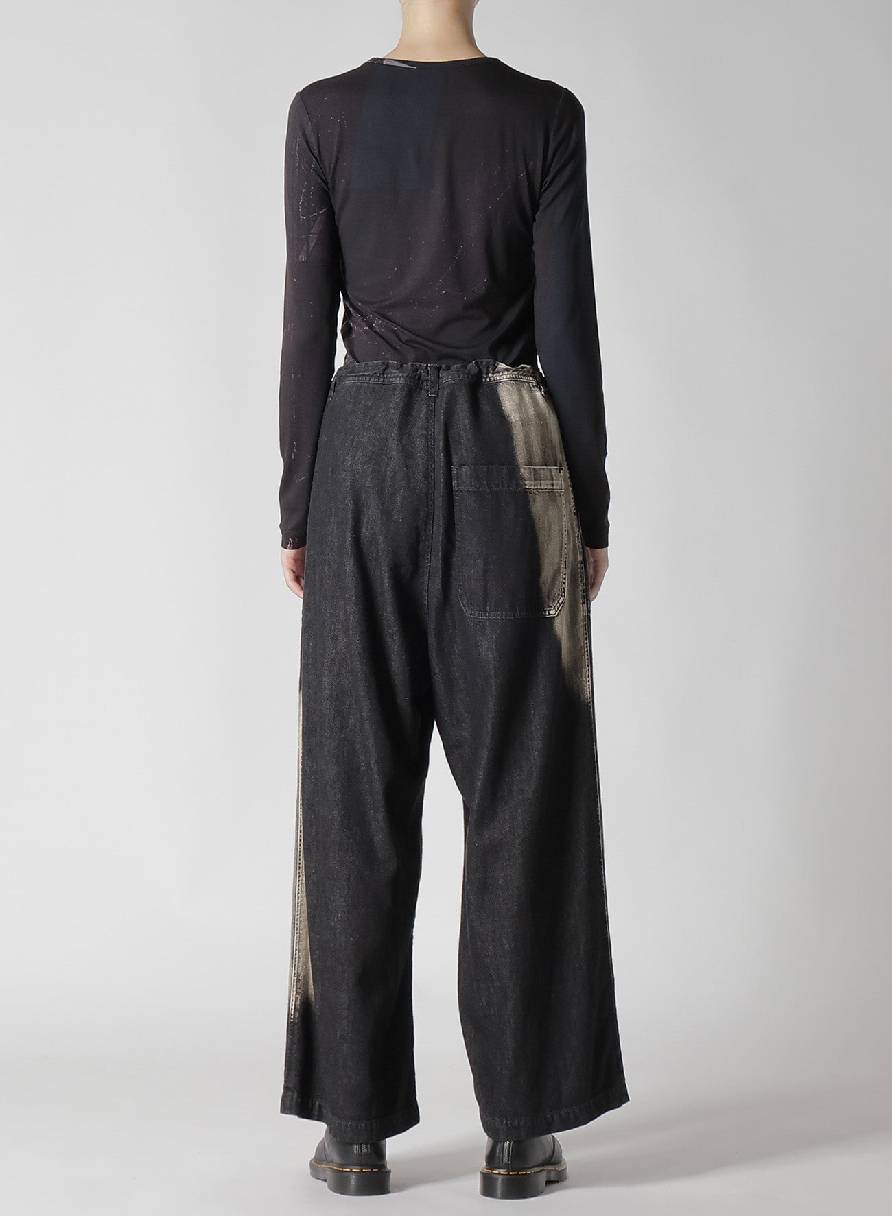 Spotted Denim Long Straight Pants for Women - High Waist Stretch Jeans for Casual Wear & Street Style