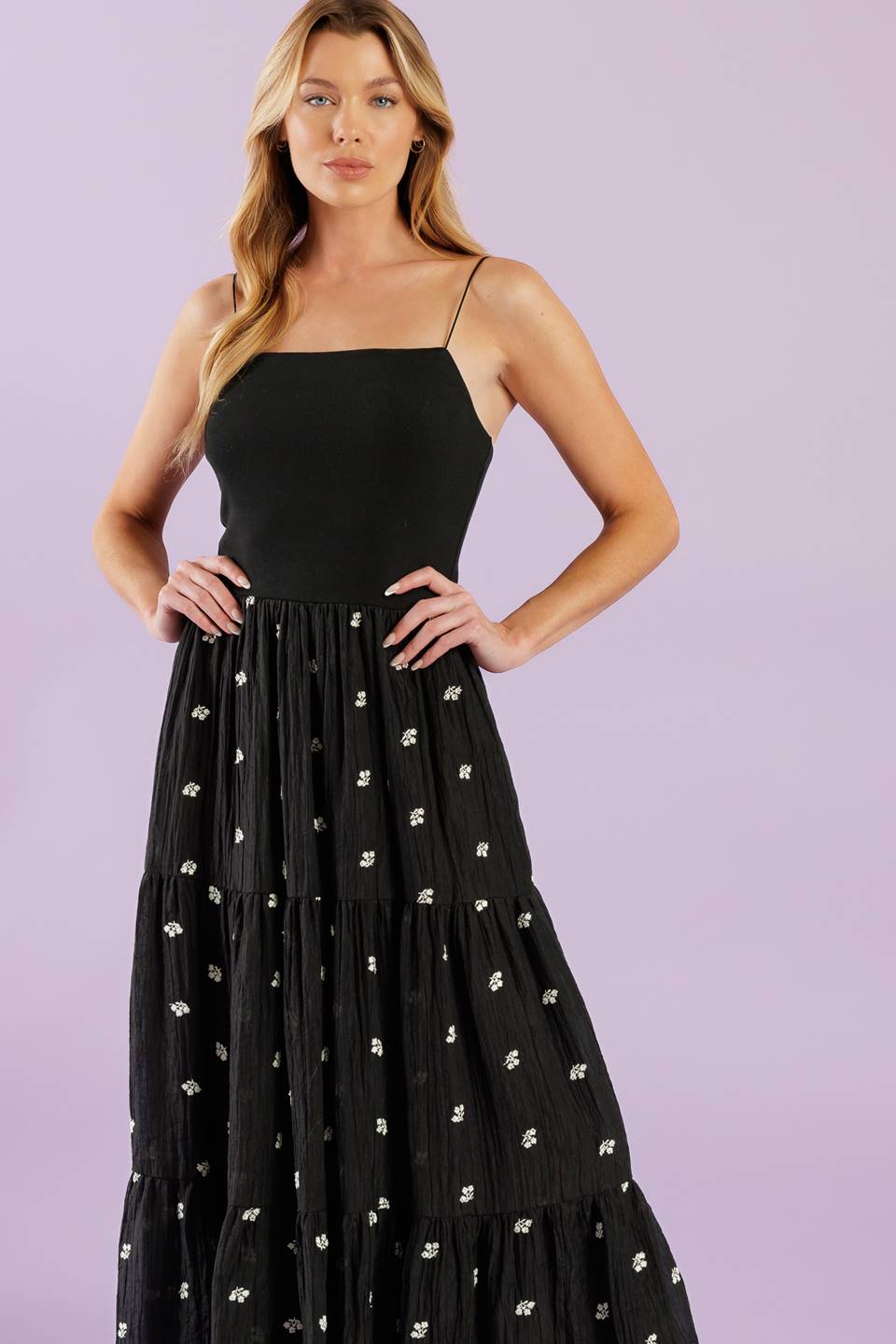 Fade Into You Embroidered Midi Dress - Black | Elegant Floral Summer Dress for Women | Perfect for Weddings, Parties & Date Nights