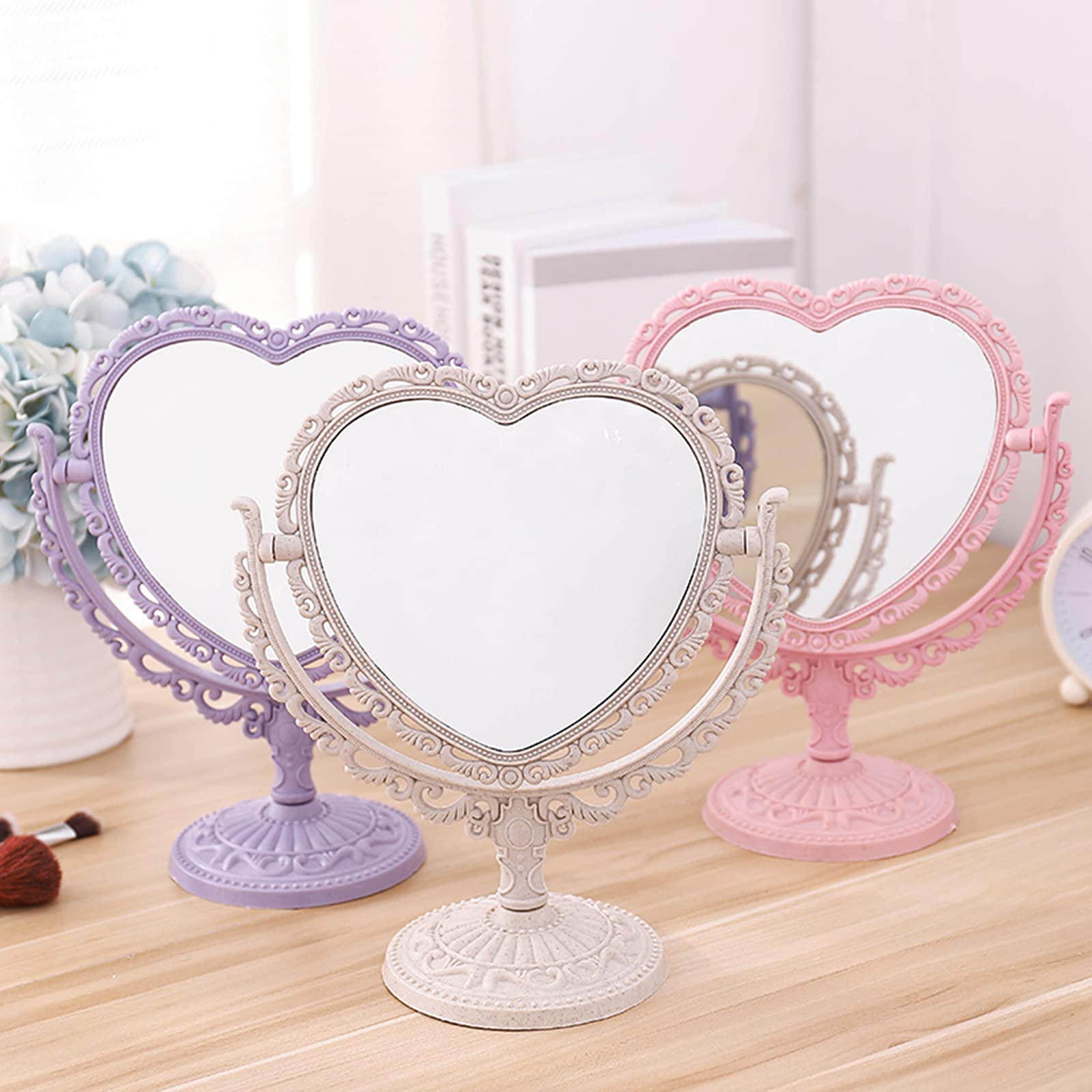 Vanity Makeup Mirror - Adjustable Desktop Mirror for Girls & Students - Purple