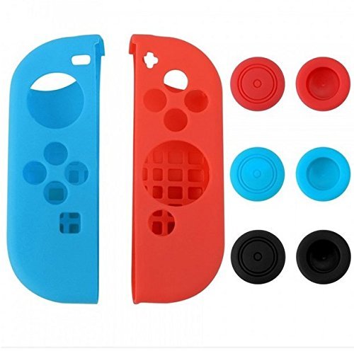 8-in-1 Soft Silicone Protective Case with Thumb Grips for Nintendo Switch Joy-Con Controllers - Durable Cover for Gaming, Travel & Everyday Use