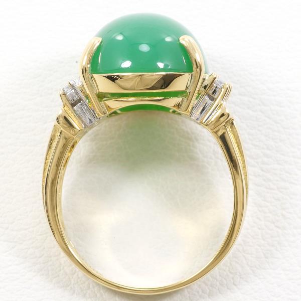 18K Yellow Gold Chrysoprase Ring for Women - Elegant Green Gemstone Jewelry for Engagement, Wedding & Special Occasions