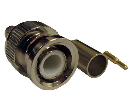 BNC Male Connector for RG59 Cable - 3 Pack Gold Plated Crimp Style Coaxial Connectors for CCTV, Security Cameras & AV Equipment
