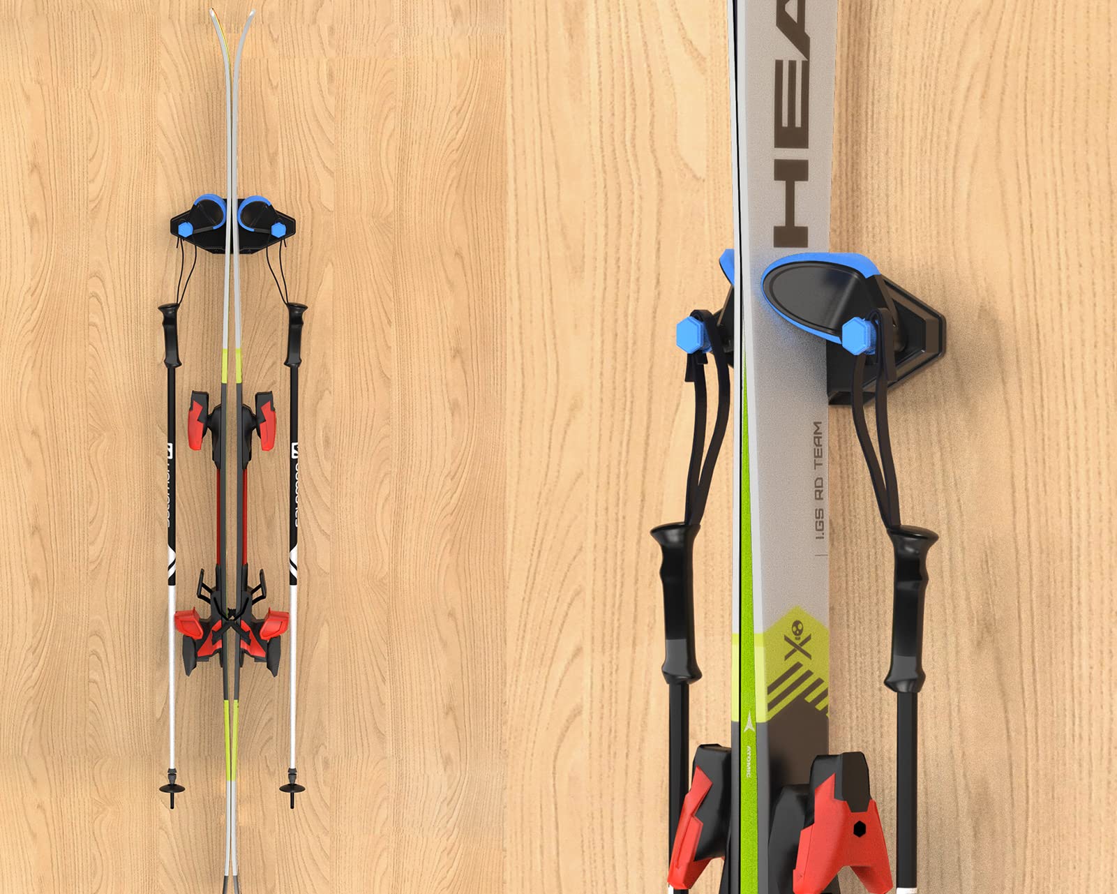 Heavy Duty Ski and Snowboard Wall Mount Rack - Damage-Free Garage Storage for Skis & Snowboards - Space Saving Wall Holder for Ski Equipment (1 Pack) - Perfect for Home, Garage, and Ski Resort Storage