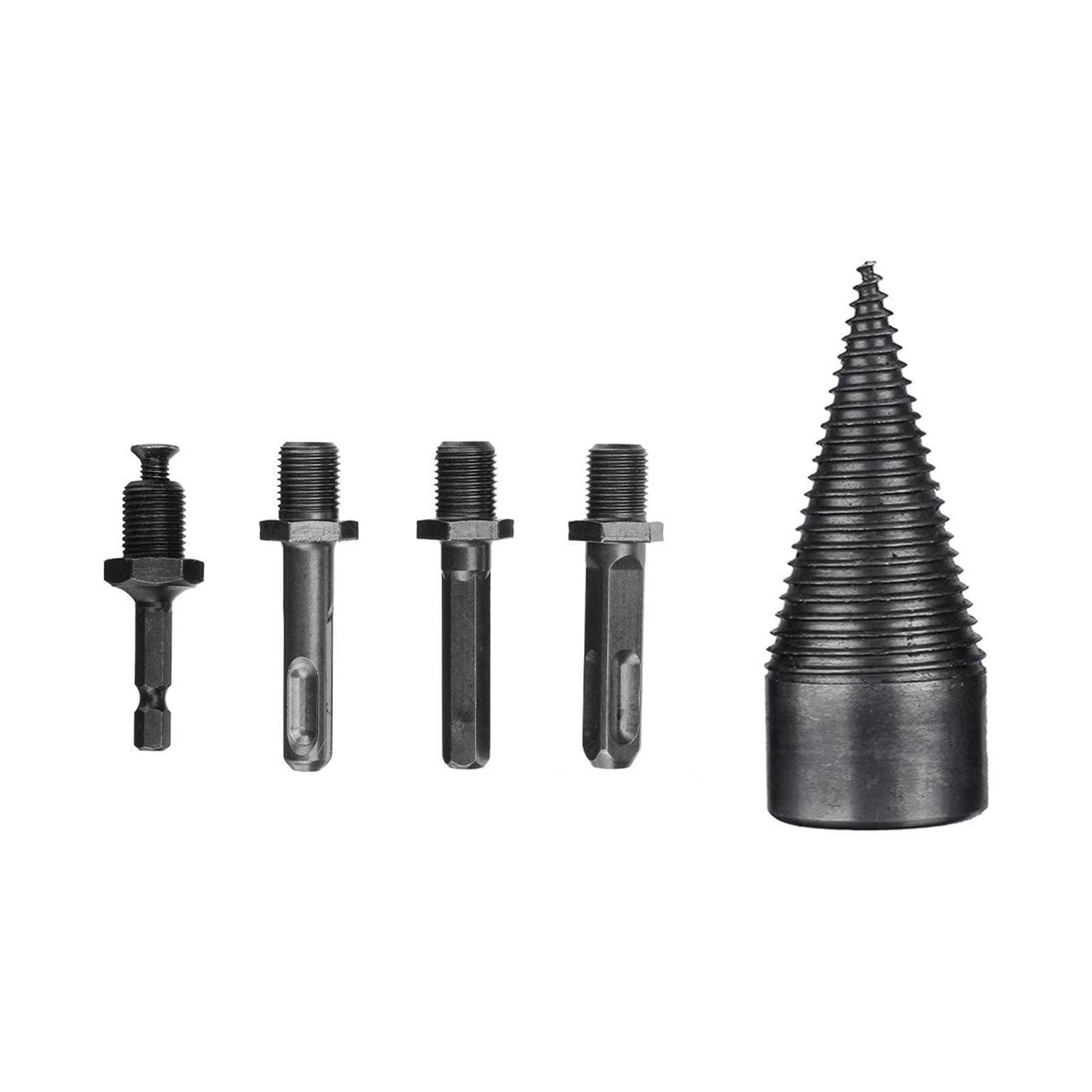 High-Speed Steel Wood Splitter Drill Bit - 50mm Electric Drill Attachment for Firewood Splitting - Square, Round, Hexagonal Screw Cones (45mm Set) - Perfect for DIY Firewood Processing, Camping, and Woodworking Projects
