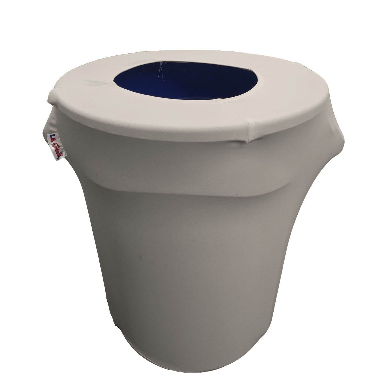LA Linen Stretch Spandex Fitted Trash Can Cover 32-Gallon Round | Durable Waste Bin Container Cover for Outdoor, Indoor, Patio & Backyard | Water-Resistant Gray Light Decor | Perfect for Home, Garden & Commercial Use