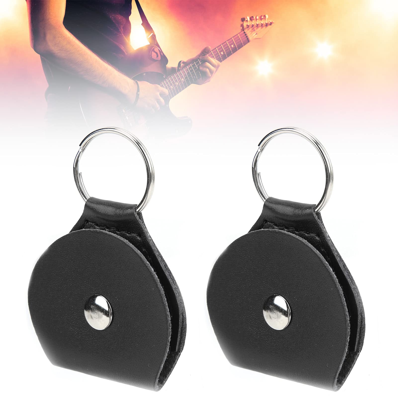 Premium Guitar Pick Holder Case - Durable 2-Piece Keychain Pick Storage for Guitarists | Portable & Multipurpose | Ideal for Travel, Practice & Live Performances (Black)