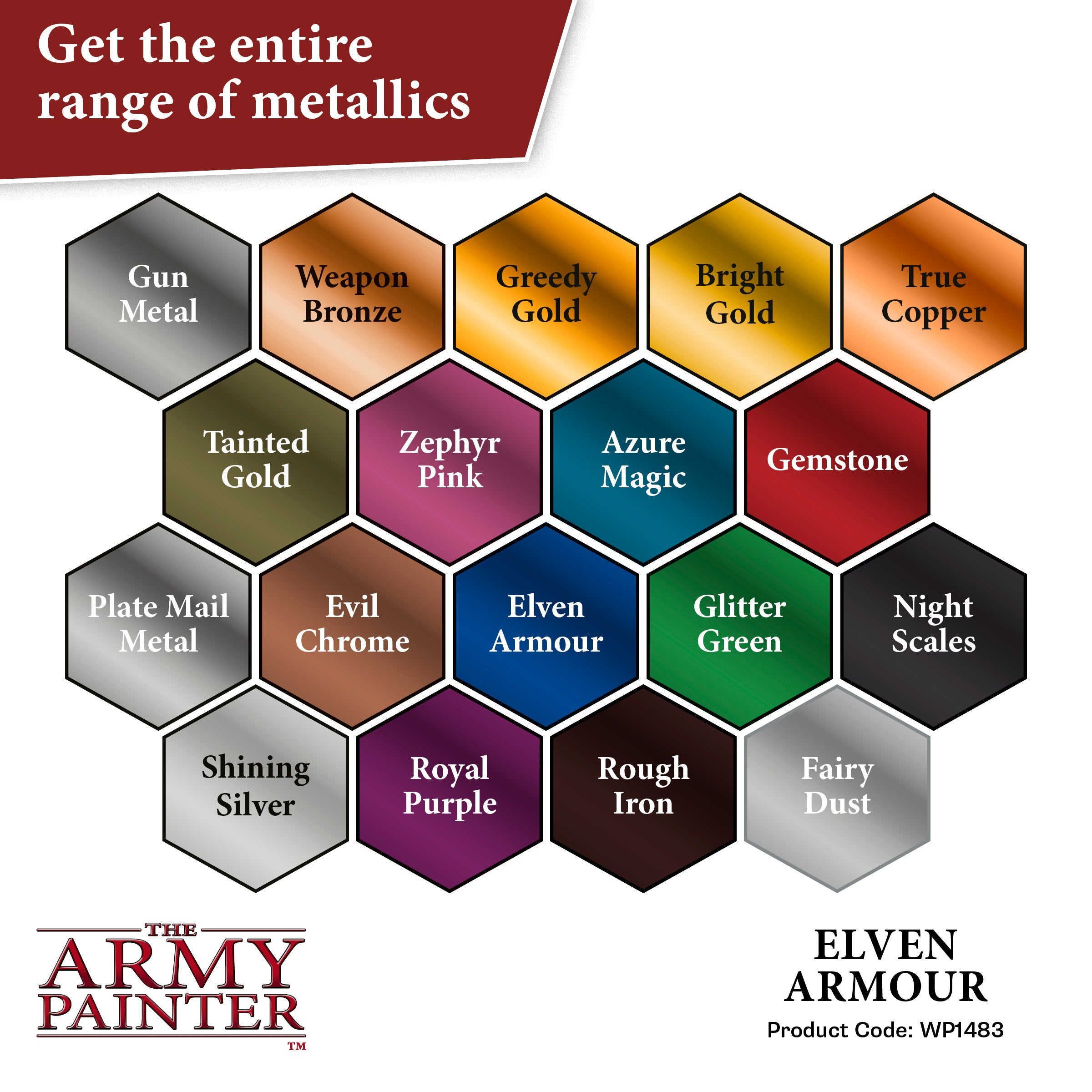 Warpaints Metallics: Elven Armor - Premium Metallic Paint for Miniature Figures & Fantasy Models - Perfect for Warhammer, D&D, and Tabletop Gaming