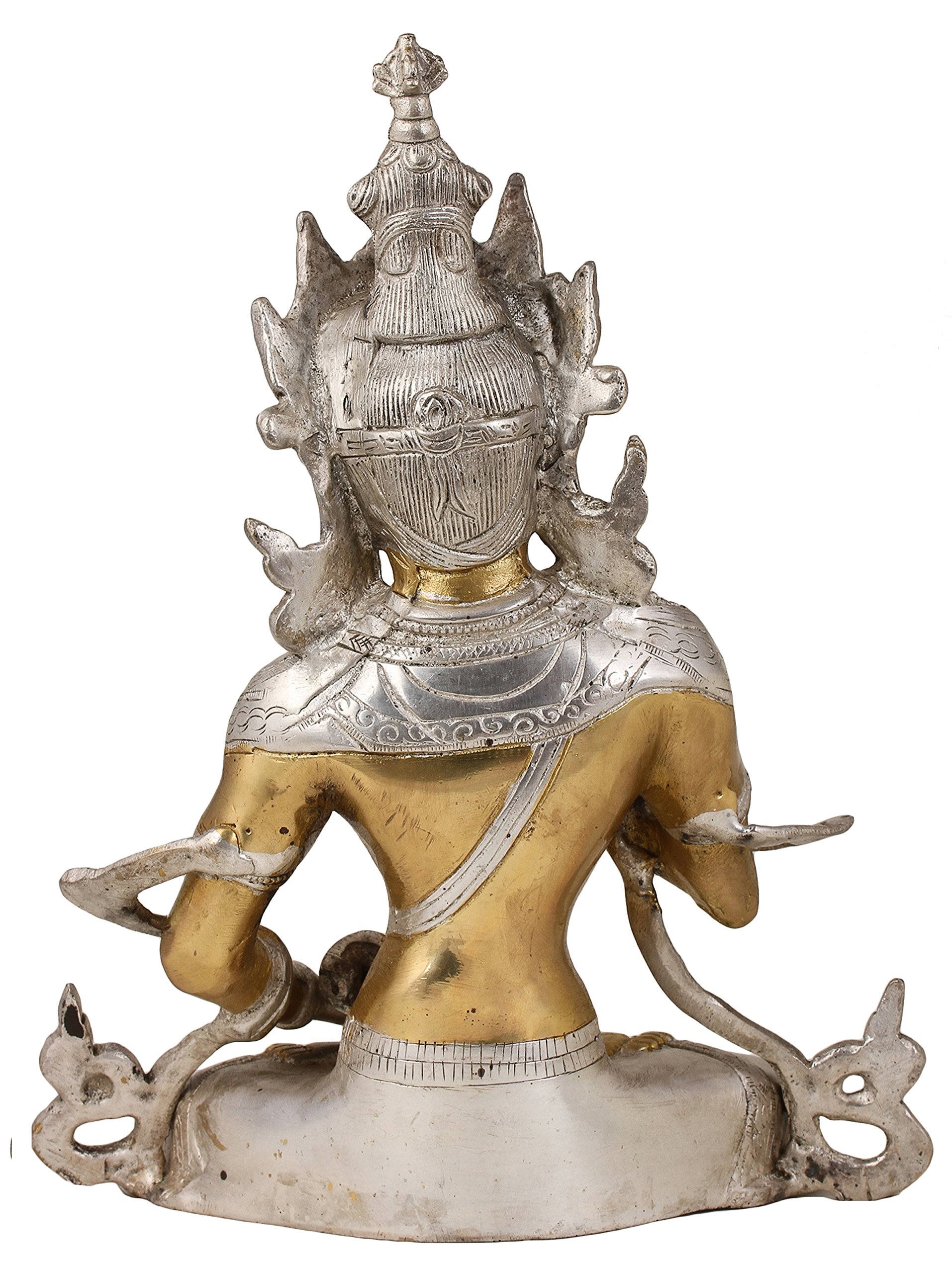 Exotic India ZDS02 Gold & Silver Seated Vajrasattva Statue - Buddhist Meditation & Yoga Decor for Home Altar