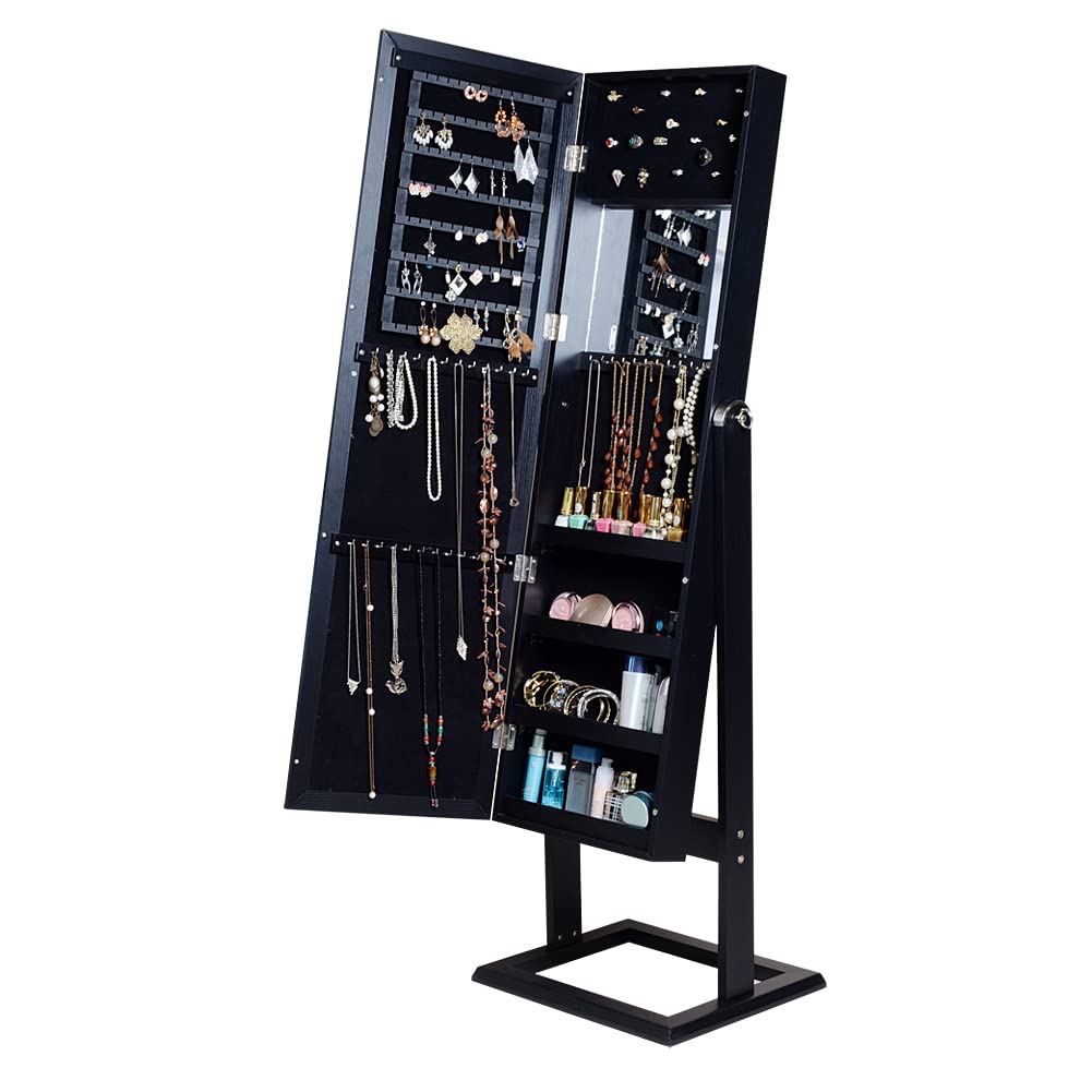 Wooden Jewelry Mirror Cabinet with Storage - Full-Length Door Mirror for Bedroom, Dressing Room & Closet Organization - Jewelry Organizer for Women & Girls (Wholesale Available)