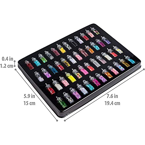 FAMEZA 48-Piece 3D Nail Art Decoration Kit - Mini Glass Bottles with Free Nail Art Tweezer for DIY Manicure, Nail Salon & Home Decor