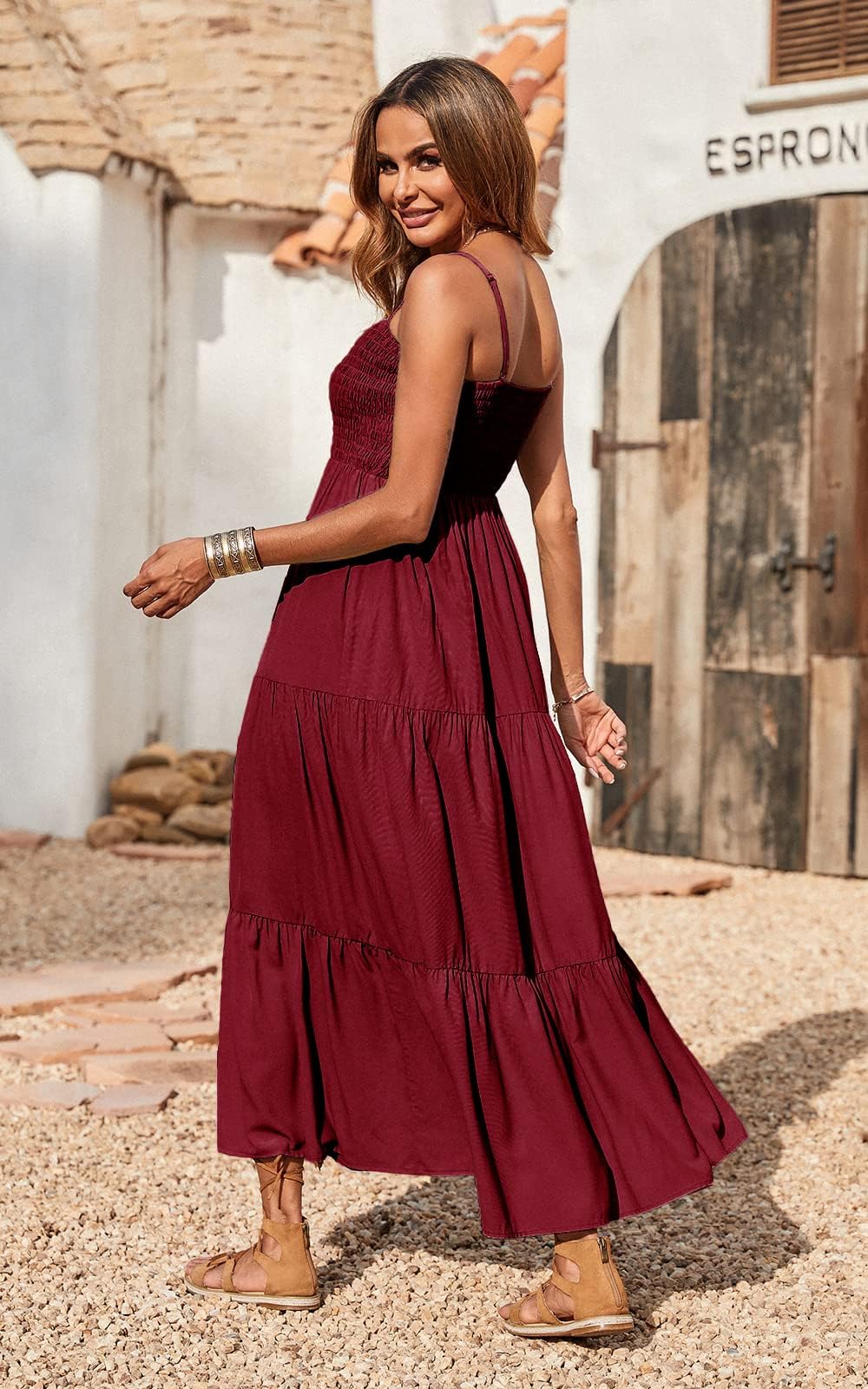 PRETTYGARDEN Women's Summer Maxi Dress 2025 - Casual Boho Sleeveless Spaghetti Strap Smocked Tiered Long Beach Sundress | Perfect for Beach Vacations, Date Nights & Summer Parties