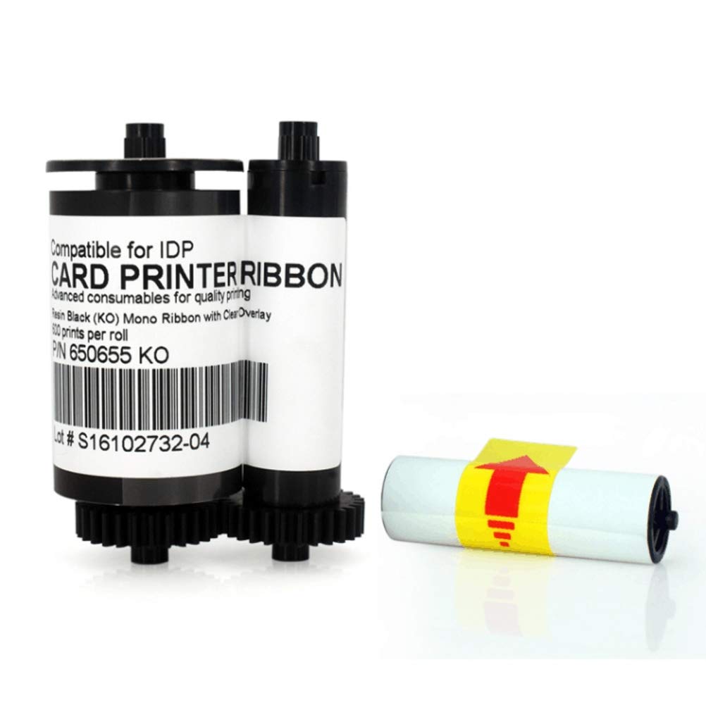 PARTSHE 650655 KO Black Resin Ribbon for IDP Smart ID Card Printer - 600 Prints | High-Quality Overlay | Perfect for Office ID Badges, School ID Cards & Security Access Printing