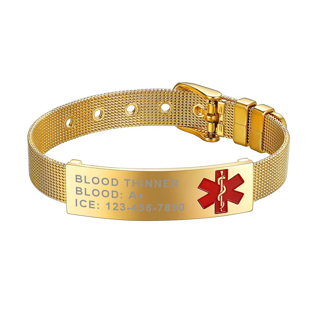 Supcare Customizable Medical Alert Bracelets for Women & Men - Includes Medical ID Card & Gift Wrapping | Emergency Medical Jewelry for Allergies, Diabetes, Heart Conditions & Daily Wear
