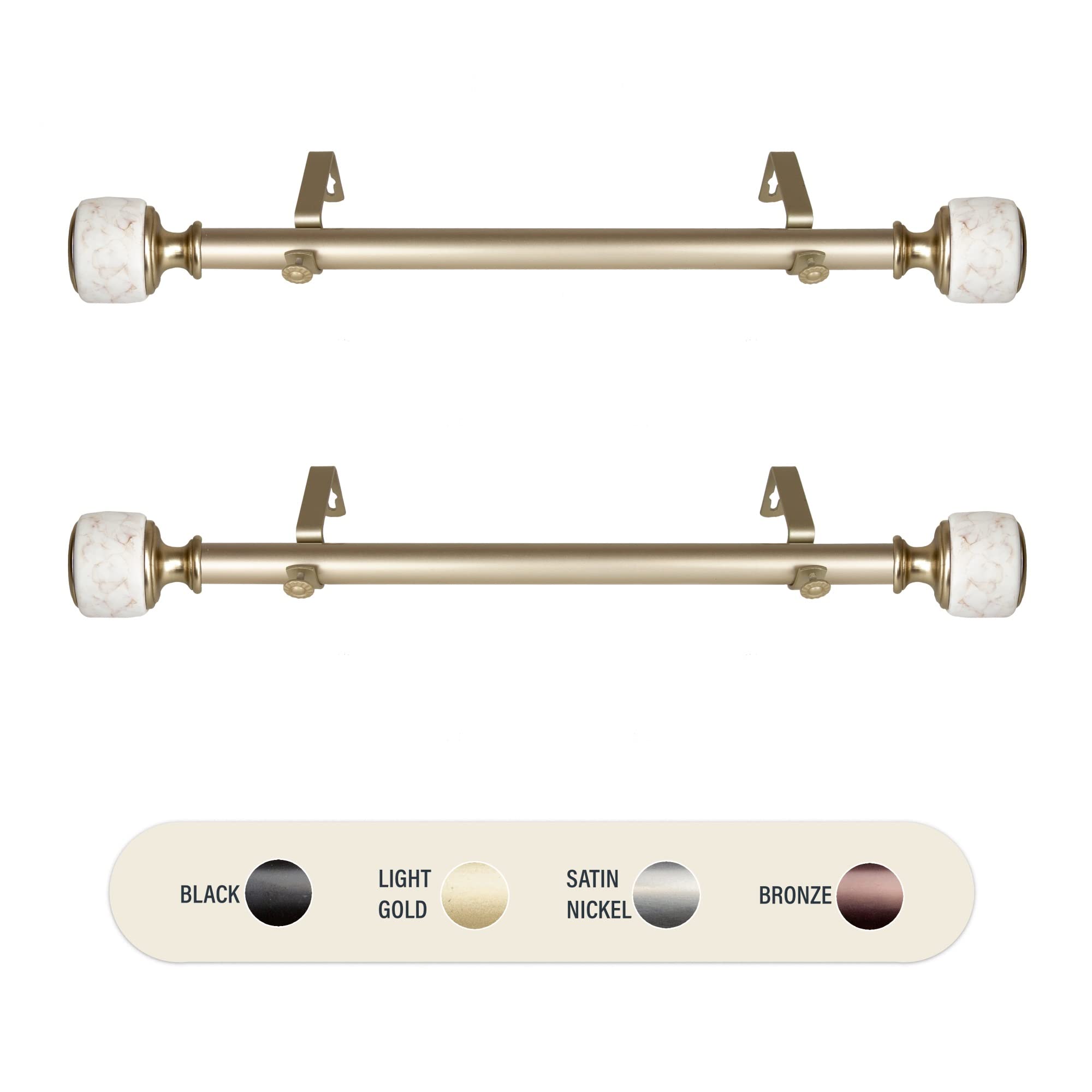 1 Inch Vincenzo Side Curtain Rod Set of 2 (12-20 Inches) - Gold Finish for Window Treatments, Bedroom & Living Room Decor