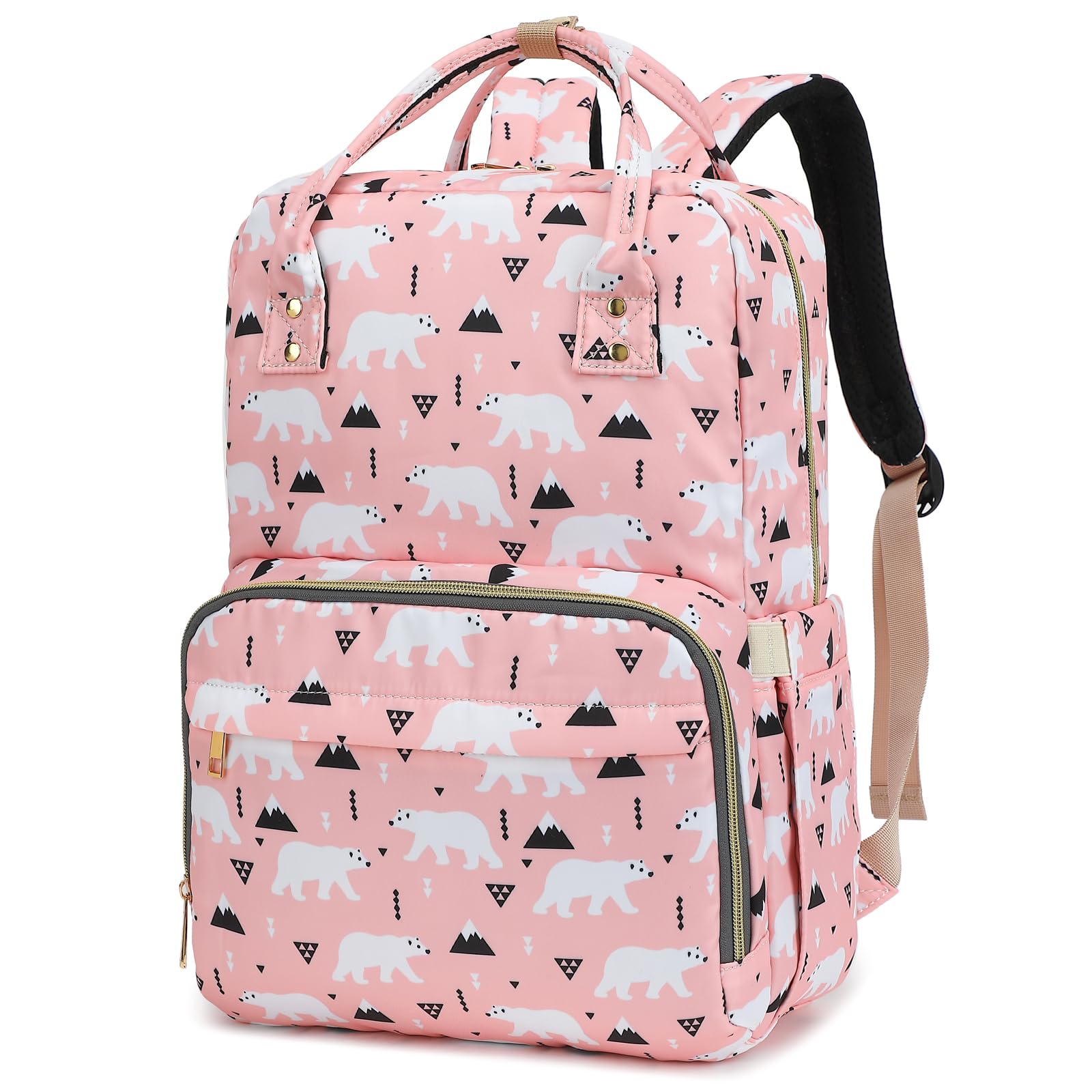 Stylish Pink Polar Bear Laptop Backpack for Women & Girls - 15.6 Inch Waterproof College Bookbag, School & Travel Backpack - Perfect for Campus, Work Commute & Weekend Getaways