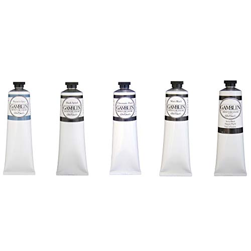 Gamblin Professional Artist Oil Paint Set - 37ml Tubes (Black Set) - Premium Oil Colors for Canvas Painting, Portraits & Fine Art