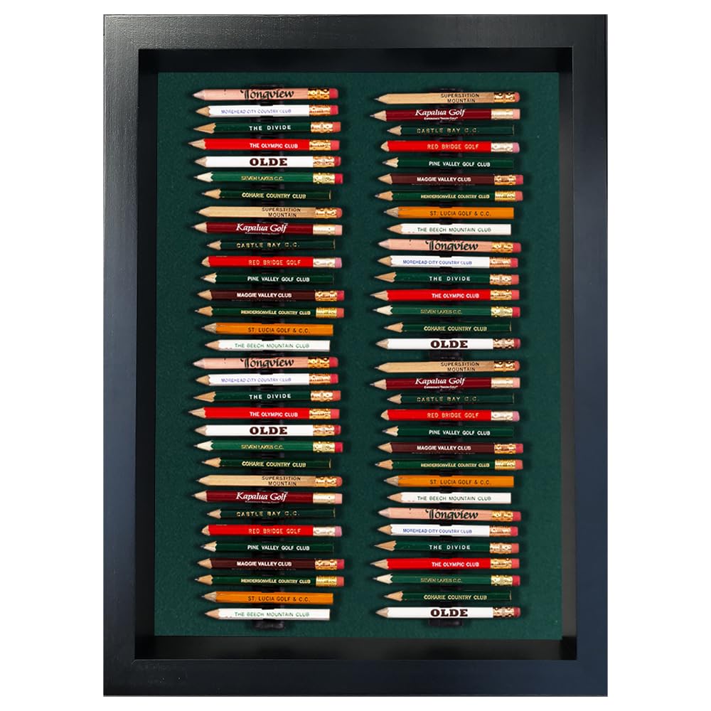 Eureka Golf Pencil Display Case - Holds 64 Round or Hexagonal Golf Pencils - Black/Green - Made in USA - Perfect for Golf Tournaments, Pro Shops & Office Organization