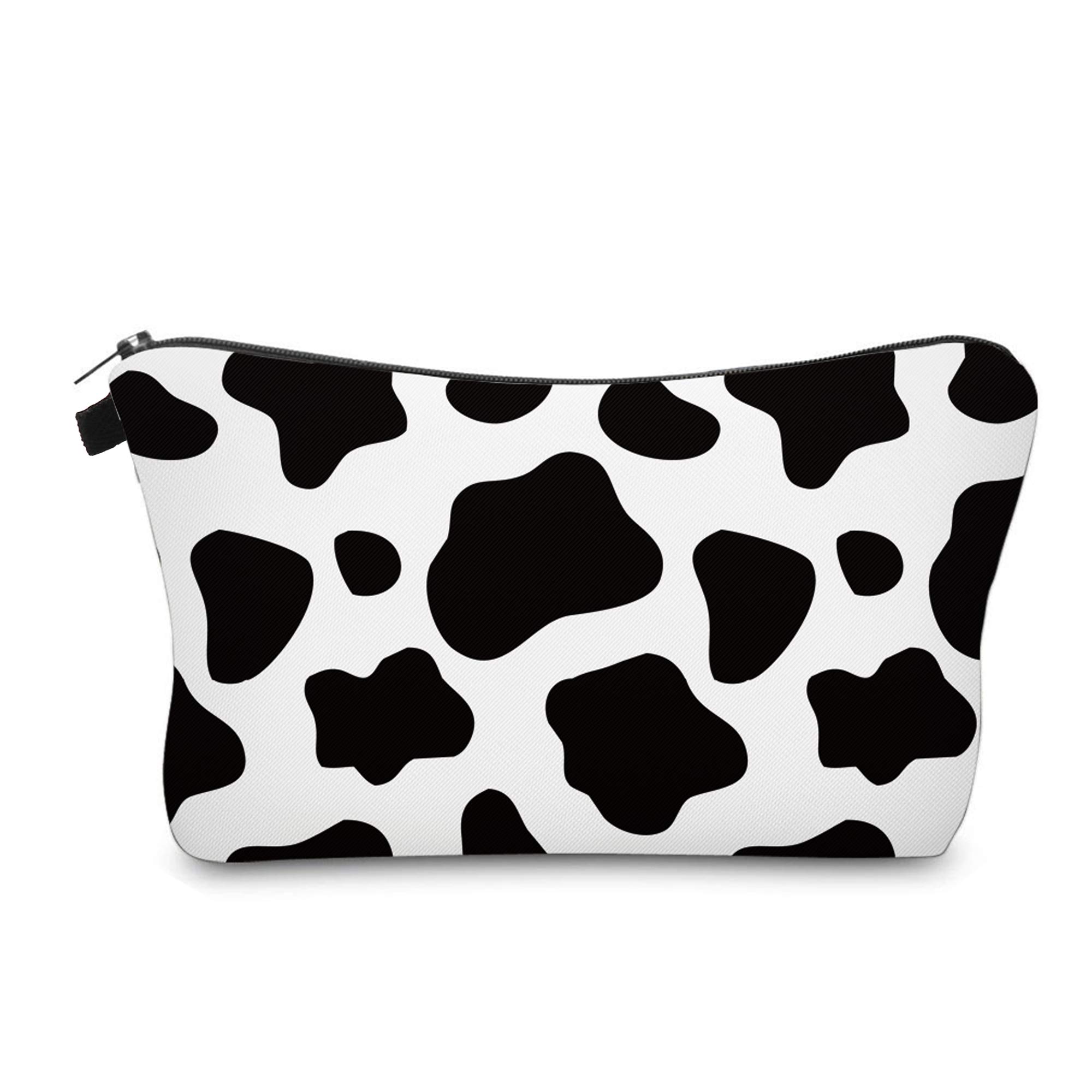Cute Cow Print Travel Makeup Bag - Small Cosmetic Pouch Organizer for Women | Perfect Gift for Vacation, Gym & Daily Use
