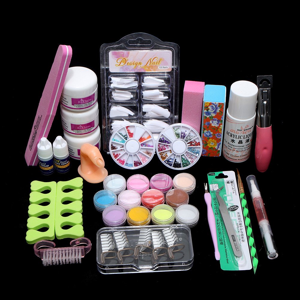 Professional Acrylic Nail Kit with Nail Powder, Glitter, Brush & False Tips - Complete DIY Nail Art Tools Set for Salon-Quality Manicures at Home (Perfect for Parties, Weddings & Special Occasions)