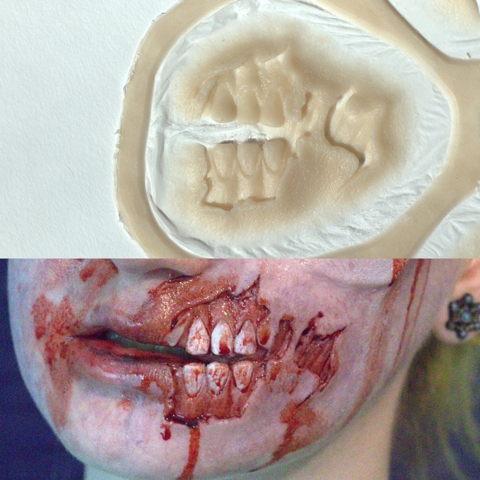 Obsidian FX Zombie Mouth Silicone Prosthetic - Realistic Halloween Makeup FX for Cosplay & Horror Costumes - Perfect for Halloween, Haunted Houses & Theatrical Performances
