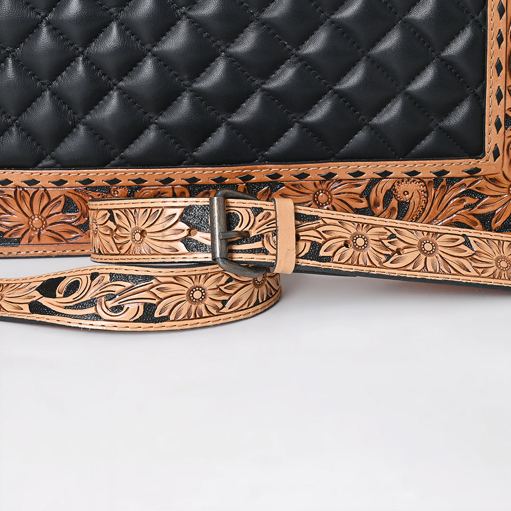 ADBG1671 Genuine Western Leather Tote Bag for Women - Hand Tooled Design - Perfect for Work, Travel & Everyday Use