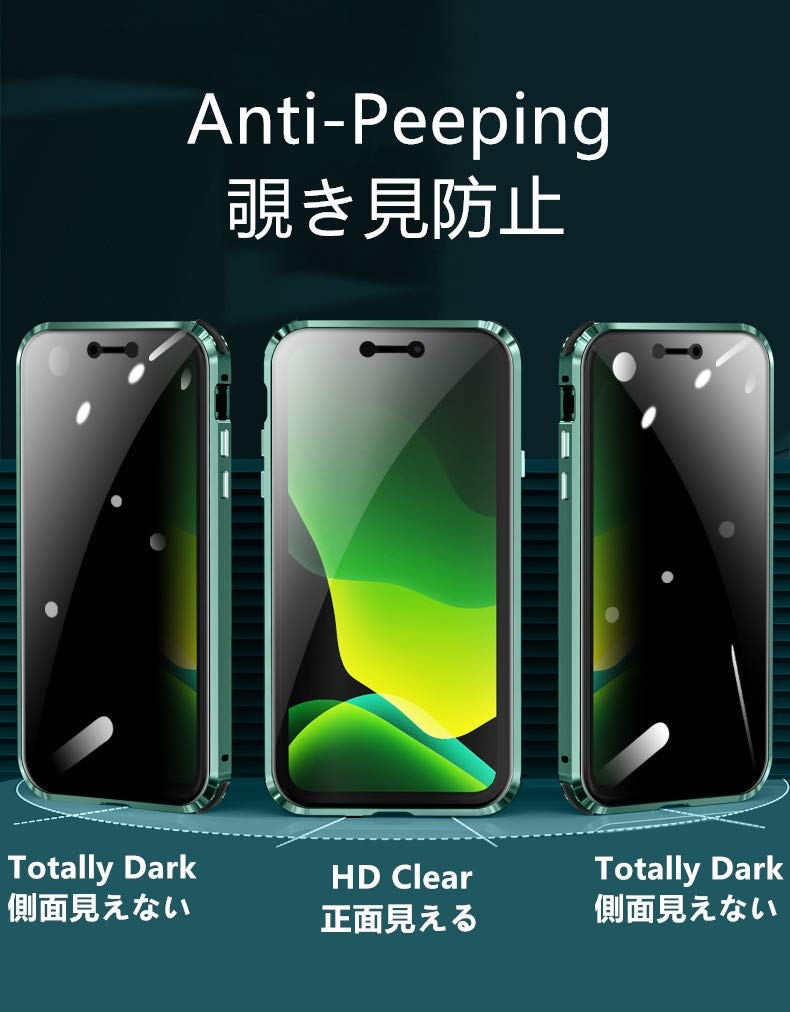 Lockable Anti-Peeping iPhone 12 Case with Privacy Screen Protector & Magnetic Bumper - Blue | Secure Your Data with Safety Lock & Luminous Airbag Design | Perfect for Travel, Office & Privacy Protection