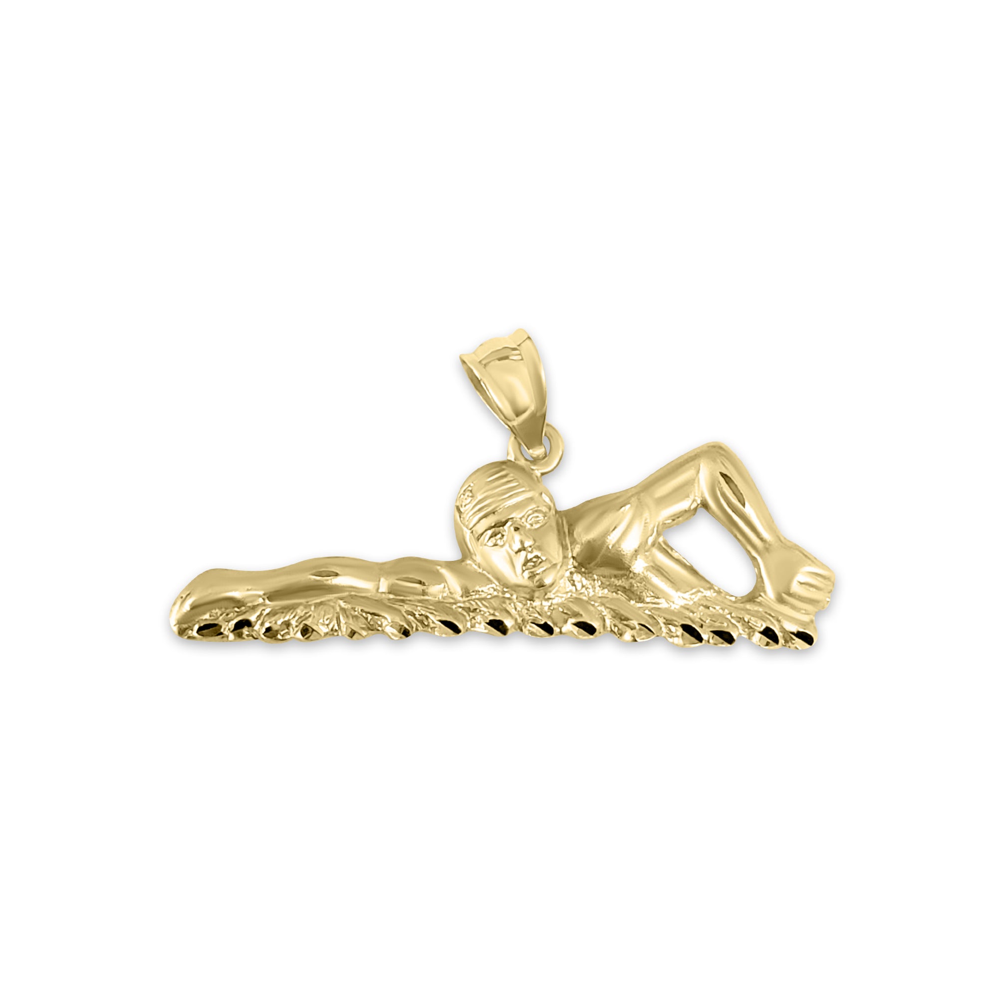 Diamond Cut Swimmer Charm Pendant Necklace - Elegant Jewelry Gift for Swimmers, Athletes & Water Sports Enthusiasts