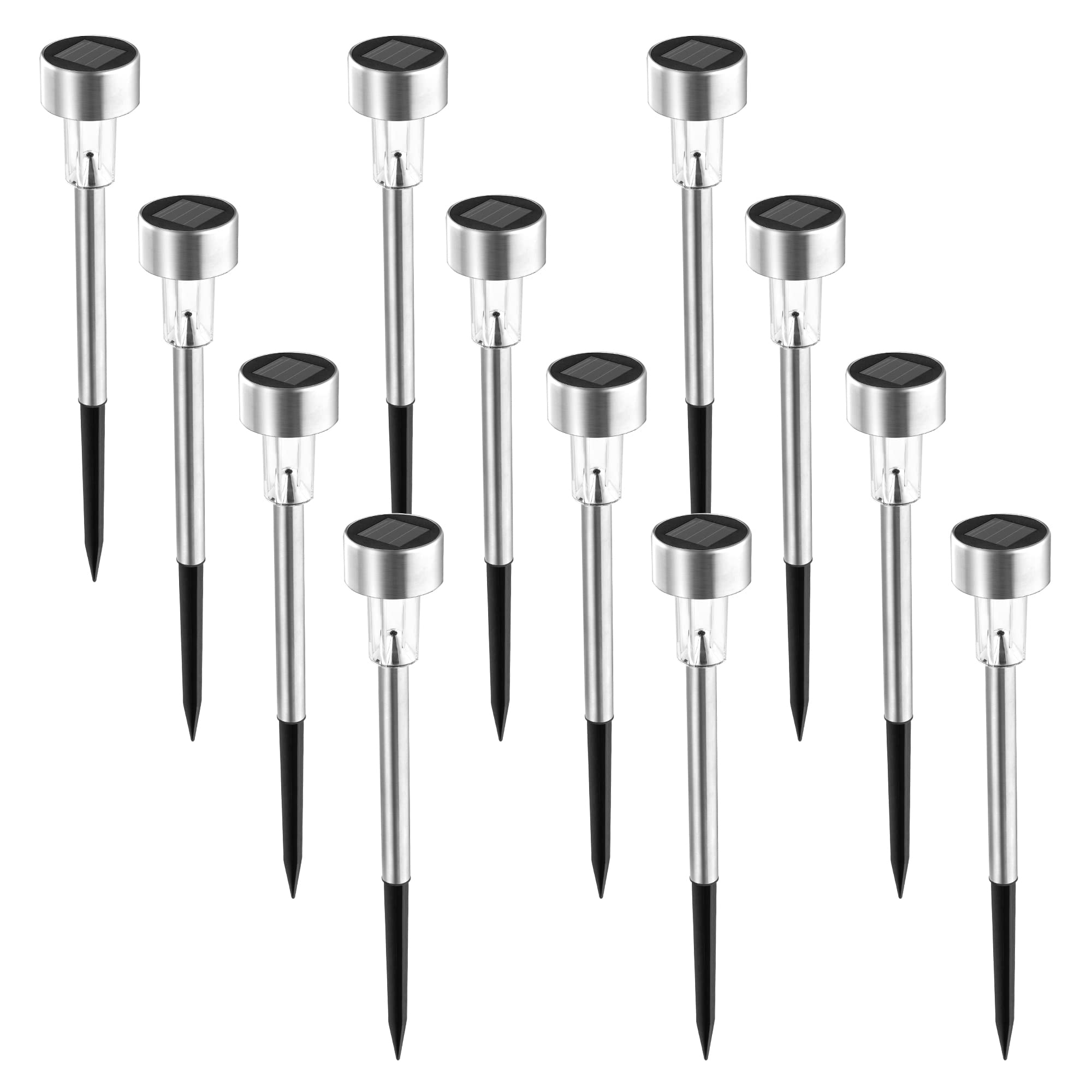 SOLPEX 12 Pack Solar Pathway Lights Outdoor, Waterproof Stainless Steel LED Landscape Lighting - Warm White for Garden, Patio, Lawn, Yard, Driveway | Energy-Efficient Solar Walkway Lights for Nighttime Safety & Ambience