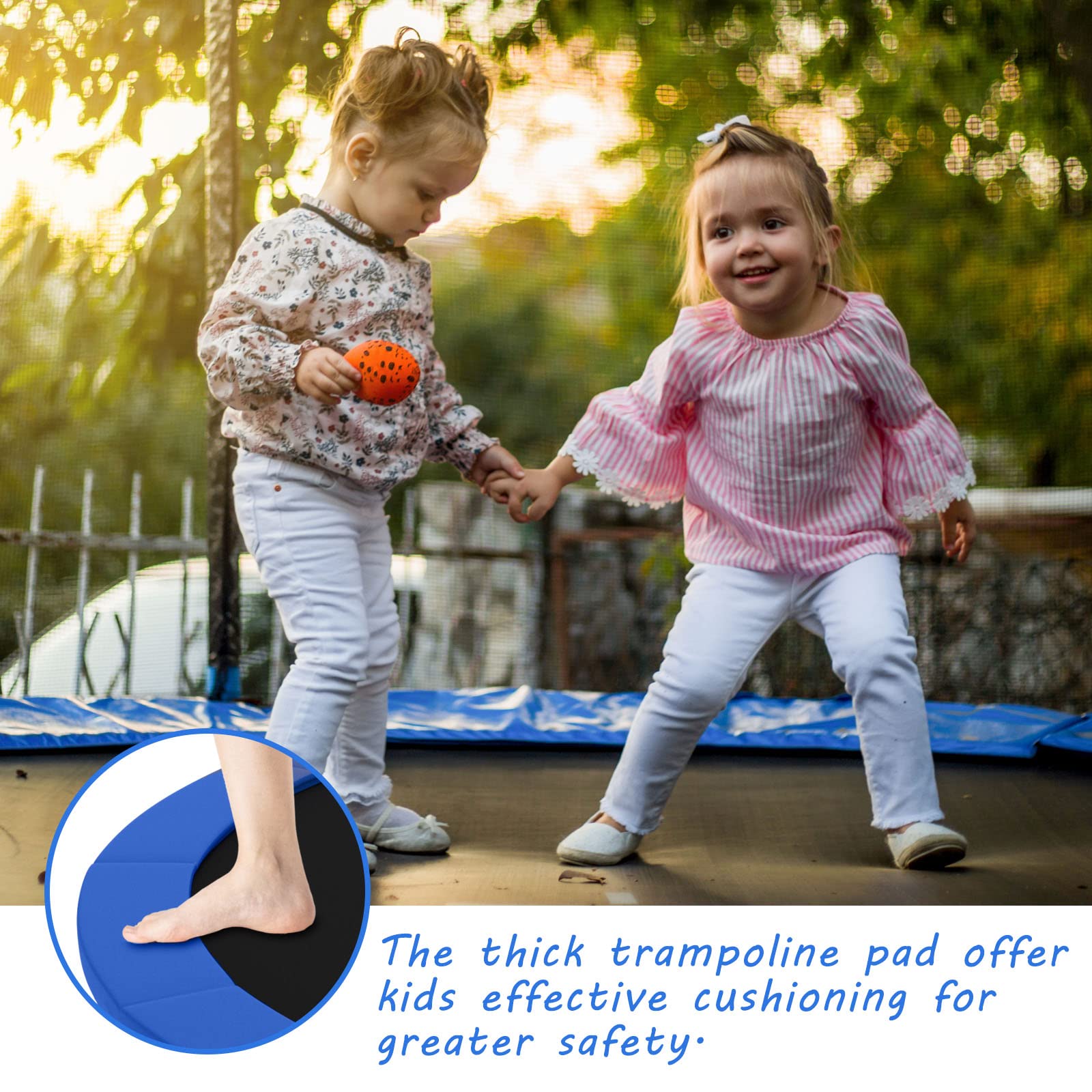 Giantex 8Ft 10Ft 12Ft 14Ft 15Ft 16Ft Trampoline Pad - Heavy Duty Tear-Resistant Edge Cover with Spring Protection - All Weather Replacement Safety Pad for Outdoor Trampoline - Perfect for Backyard, Park, and Playground Use