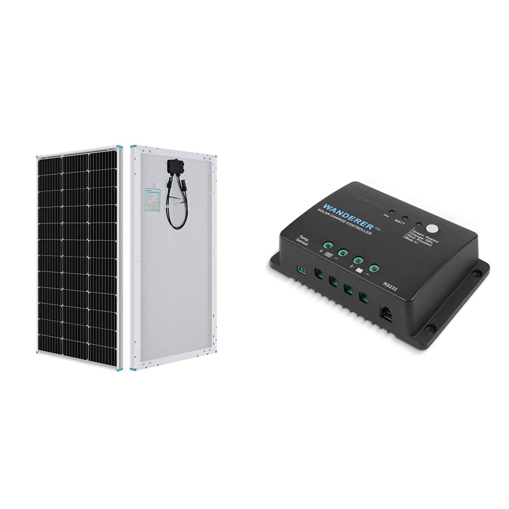 Renogy 100W 12V Monocrystalline Solar Panel with 30A PWM Charge Controller Kit | Off-Grid Solar Power System for RV, Boat, Cabin & Home Use