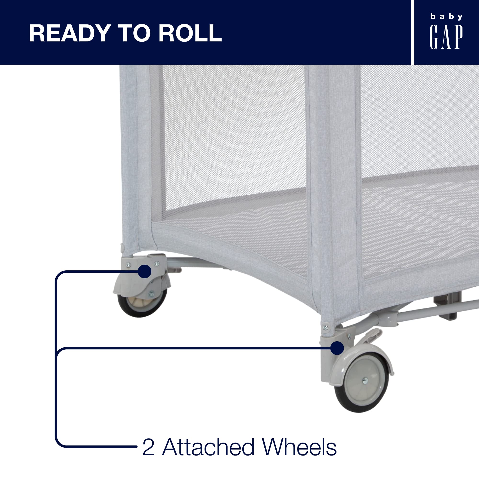 GAP BabyGap Deluxe Play Yard - Soft Grey Stripes Nursery Playpen for Infants & Toddlers | Safe Indoor Play Space for Daycare, Bedroom & Living Room