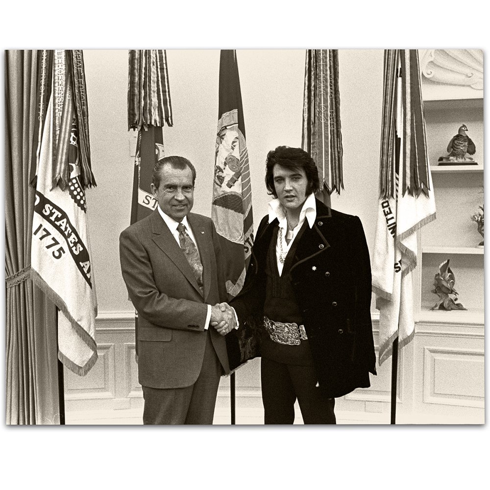 Lone Star Art Nixon Meets Elvis Presley - 11x14 Unframed Wall Art Print - Affordable Elvis Presley Memorabilia Gift Under $15 - Perfect for Home Decor, Office, or Elvis Fan Collection