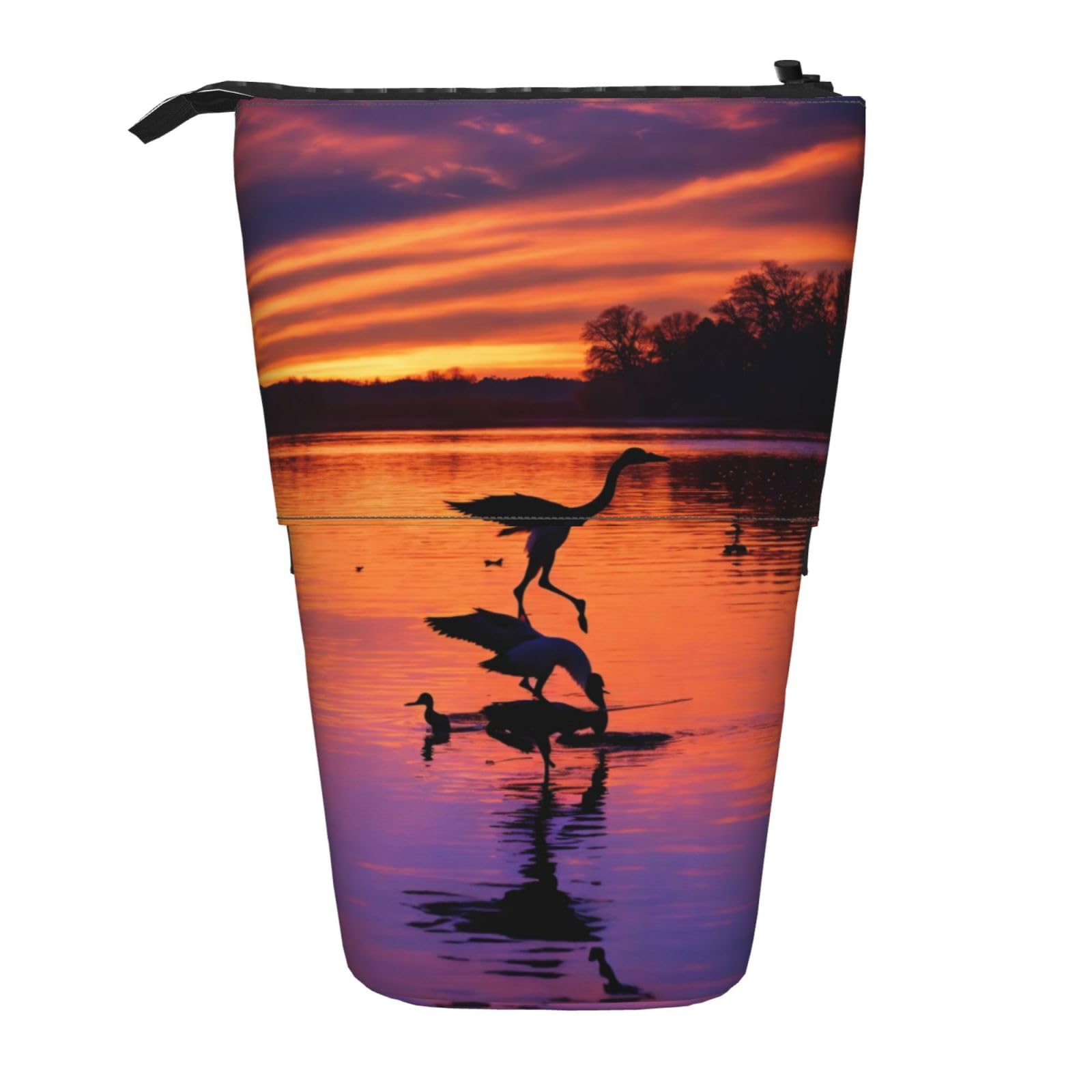 WURTON Hunting & Wild Ducks Print Expandable Pencil Case - Portable Stationery Organizer for School, Office & Travel | Perfect for Pens, Makeup & Art Supplies Storage