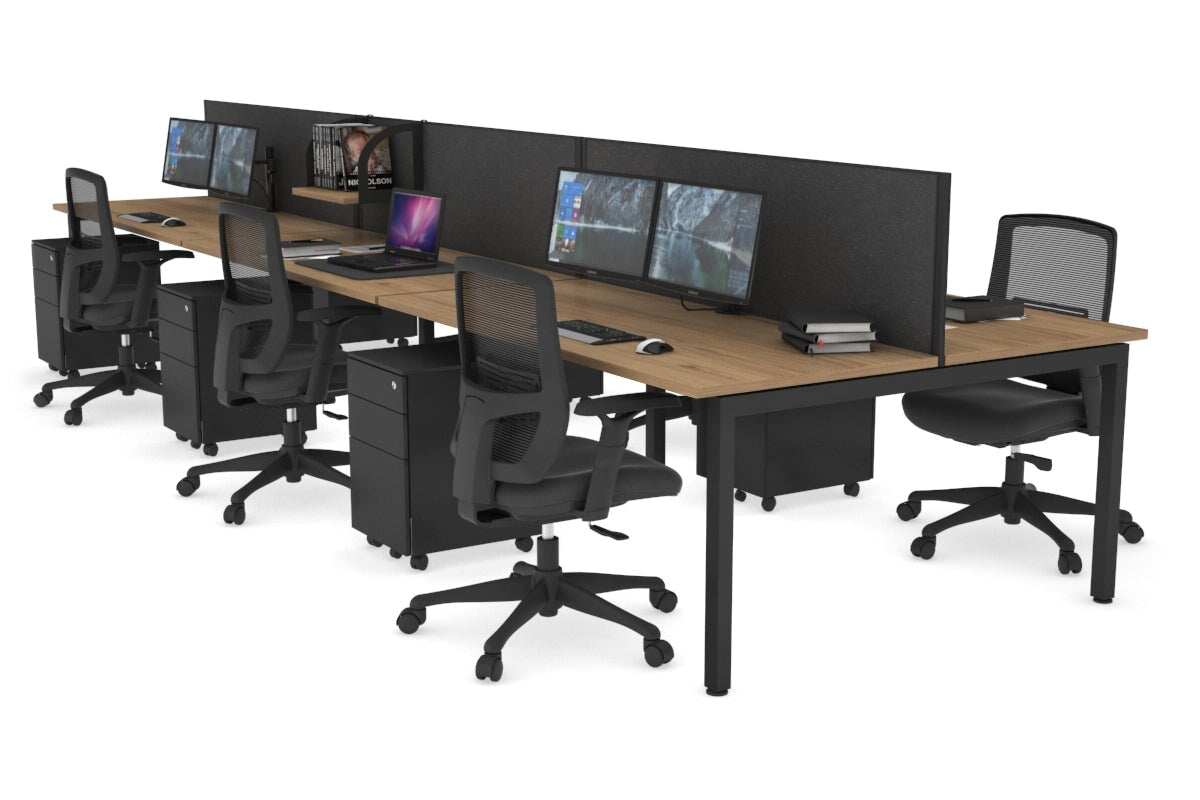 Quadro Square Legs 6 Person Office Workstation - 1800L x 700W Modular Desk System for Collaborative Workspaces, Home Offices & Coworking Spaces