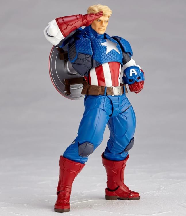 Amazing Yamaguchi Revoltech No.007 Captain America Action Figure - Highly Articulated Collectible for Marvel Fans & Display