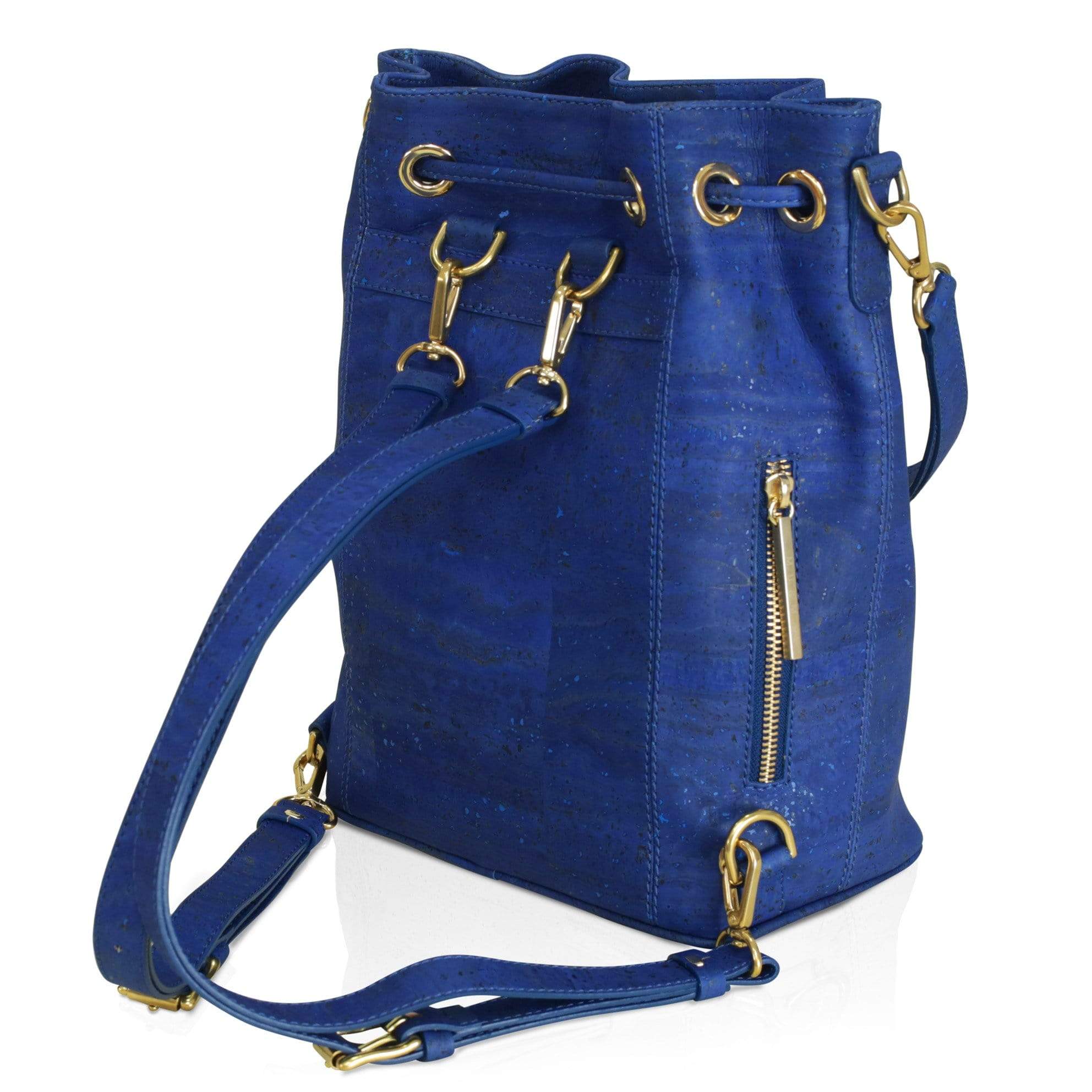 Gamma Handcrafted Cork Vegan Bucket Backpack - Navy | Eco-Friendly Travel Bag for Women & Men | Perfect for Hiking, Beach, Work & Daily Commute