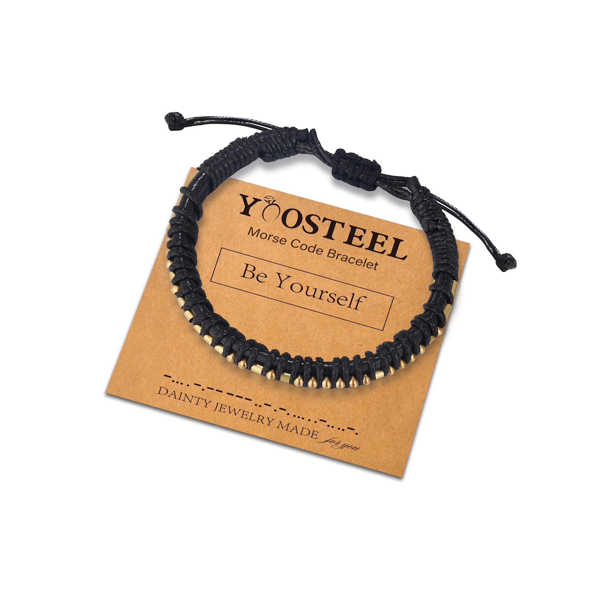 Yoosteel Adjustable Morse Code Bracelet for Women & Men - Leather Inspirational Friendship Jewelry Gift for Birthday, Anniversary - Perfect for Daily Wear, Travel & Special Occasions