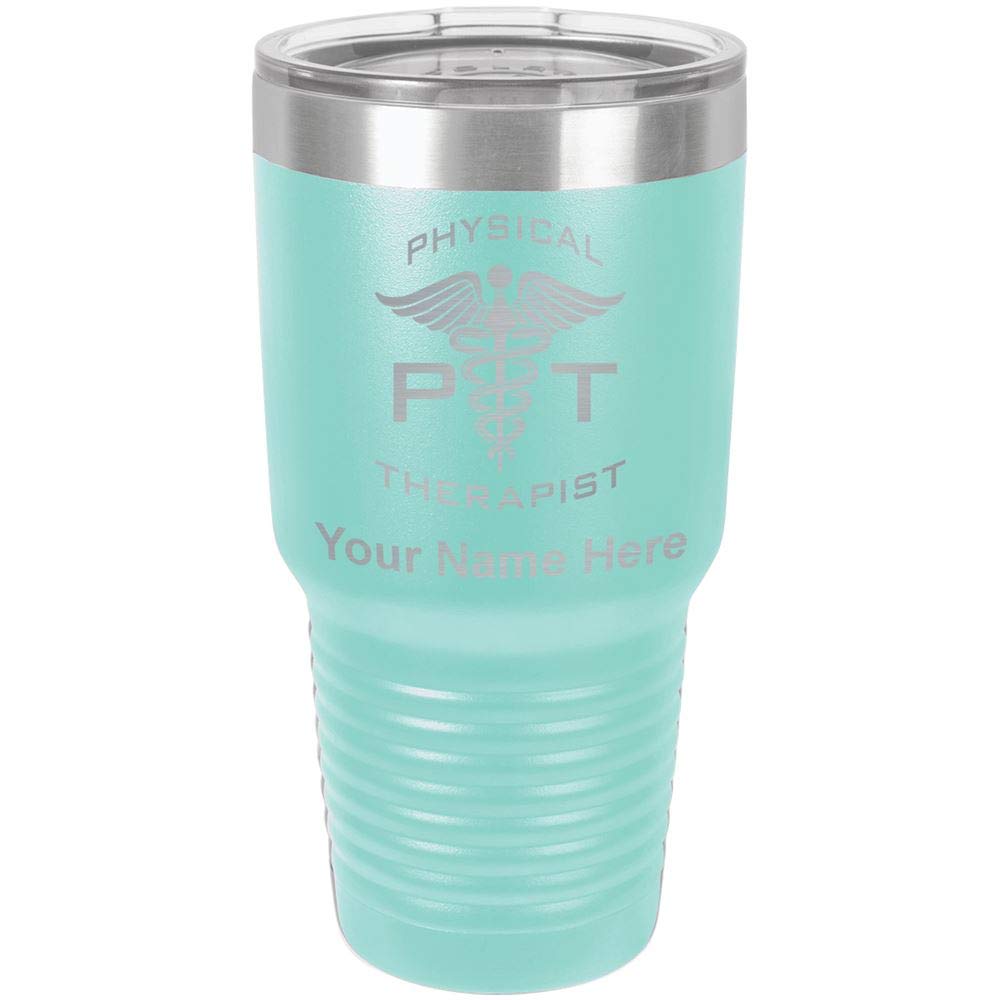 LaserGram 30oz Vacuum Insulated Stainless Steel Tumbler Mug with Personalized Engraving - Leakproof & Sweatproof Travel Cup for PT Physical Therapists, Nurses & Healthcare Workers - Perfect for Coffee, Tea & Cold Drinks (Teal)