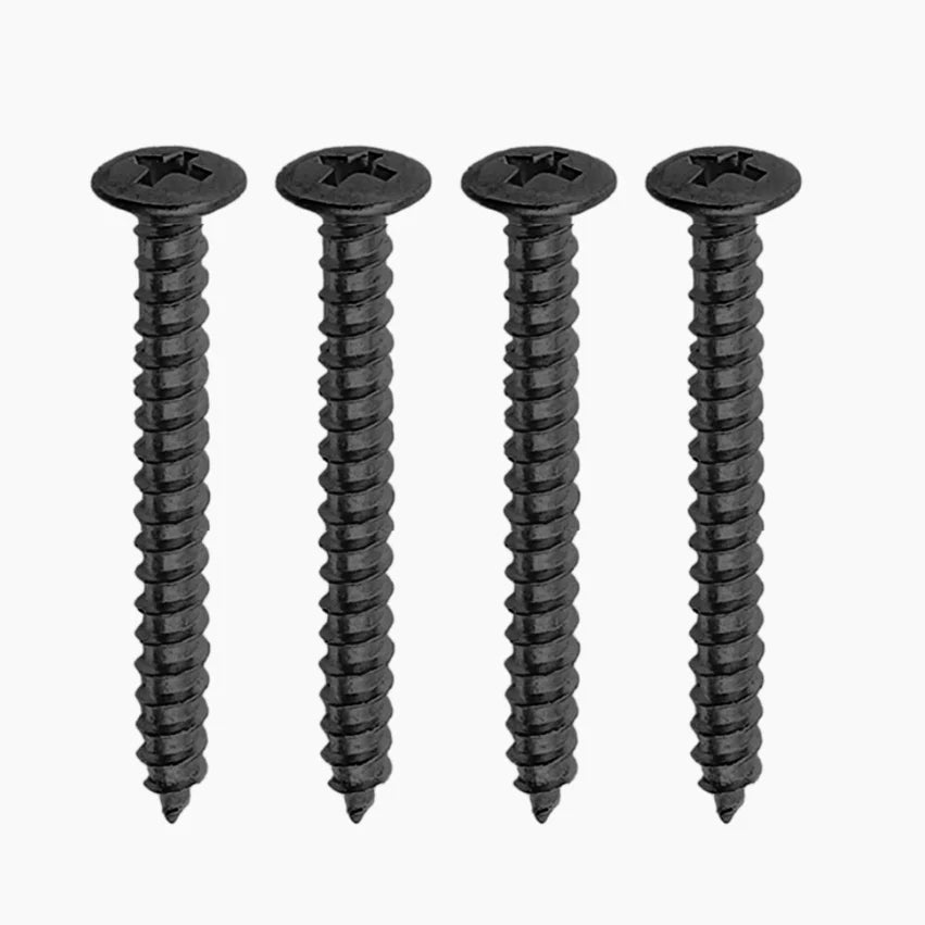 Allparts GS 0005 003 Black Neckplate Screws 4pk - Premium Guitar Neck Plate Screws for Fender Style Guitars | Perfect for Guitar Repair & Maintenance
