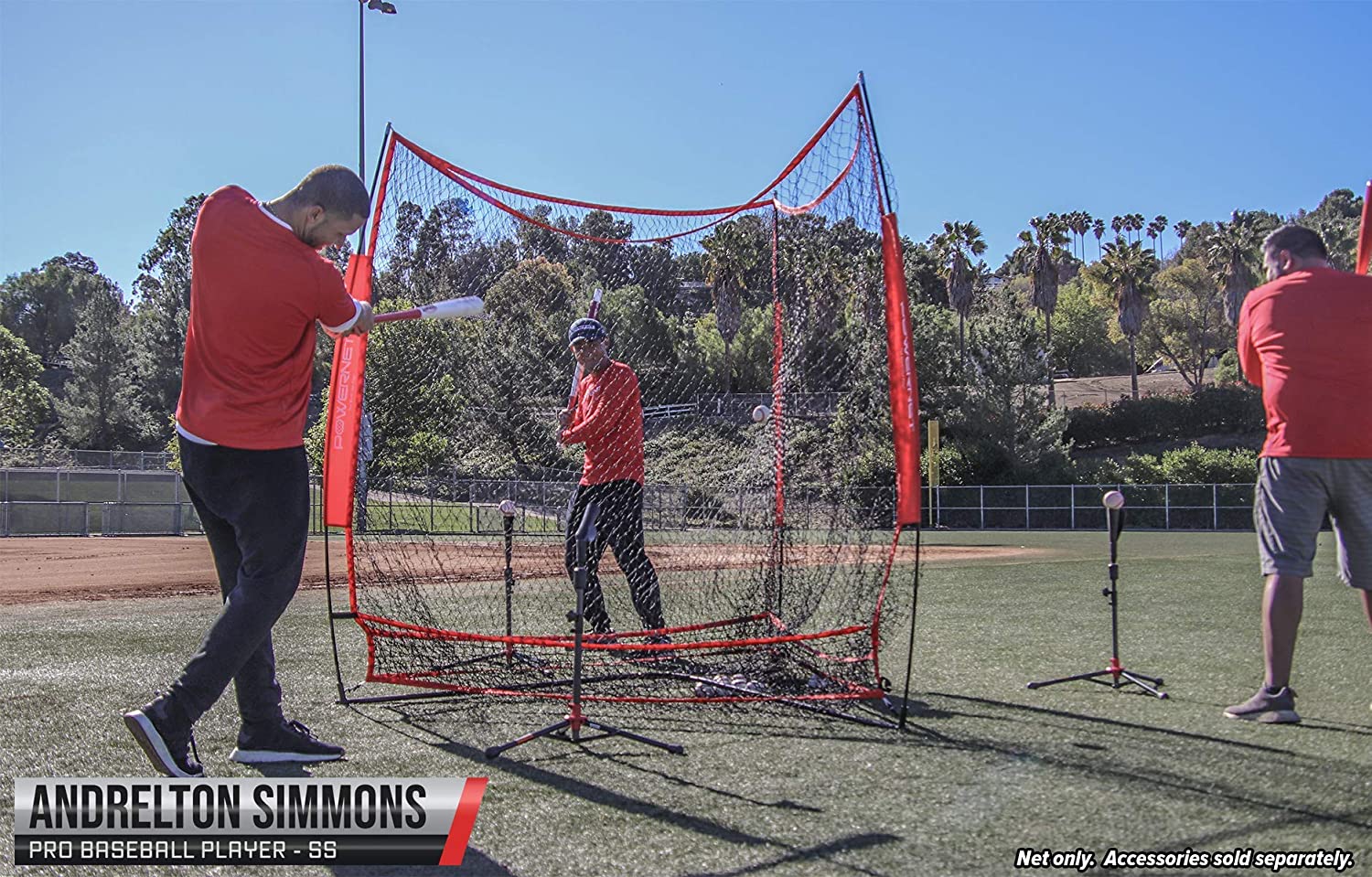 PowerNet Triple Threat Baseball Training Net - 7' x 7' 3-Way Hitting & Fielding Practice Net for Baseball & Softball | Perfect for Backyard, Batting Cage & Team Drills