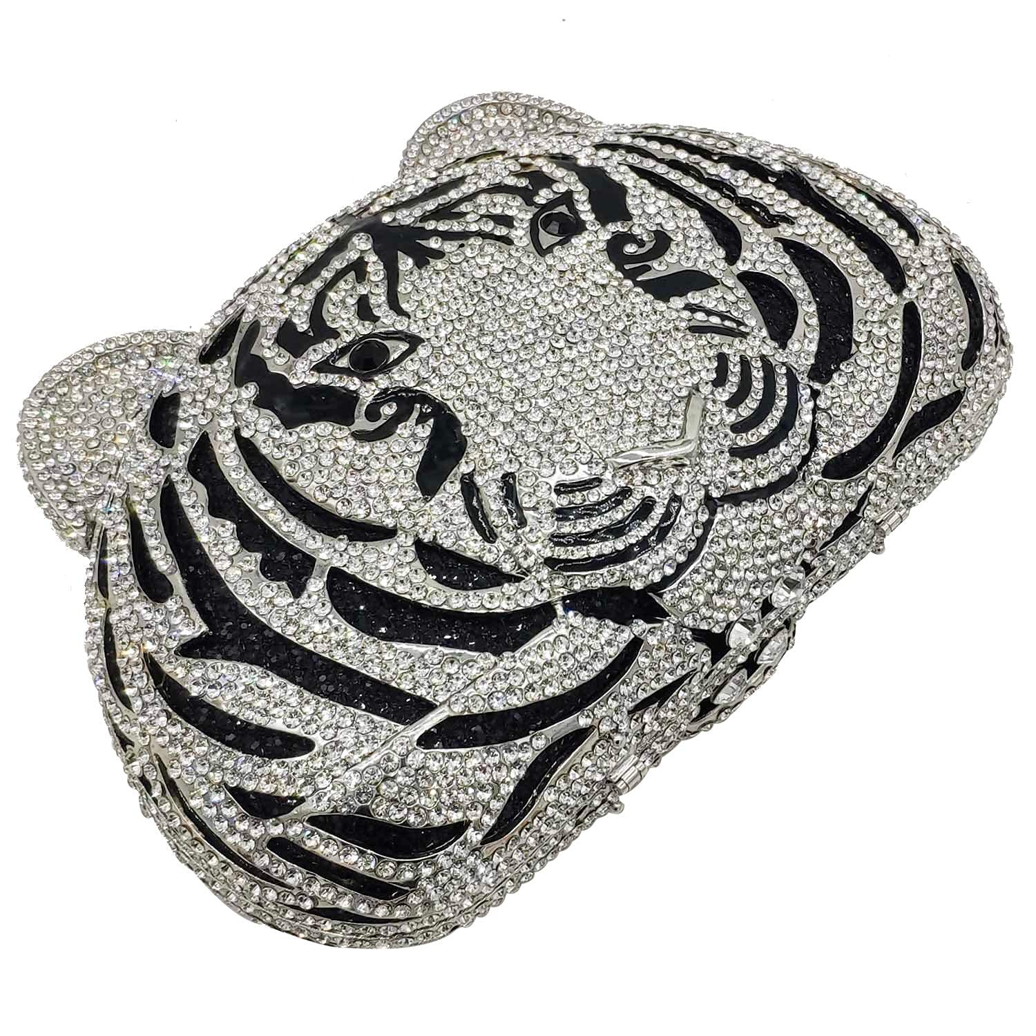 FGG Tiger Clutch Purse for Women - Elegant Rhinestone Animal Print Evening Bag with Crystal Details for Formal Party, Prom, Wedding & Special Occasions - Mini Size Handbag for Night Out & Dinner Date