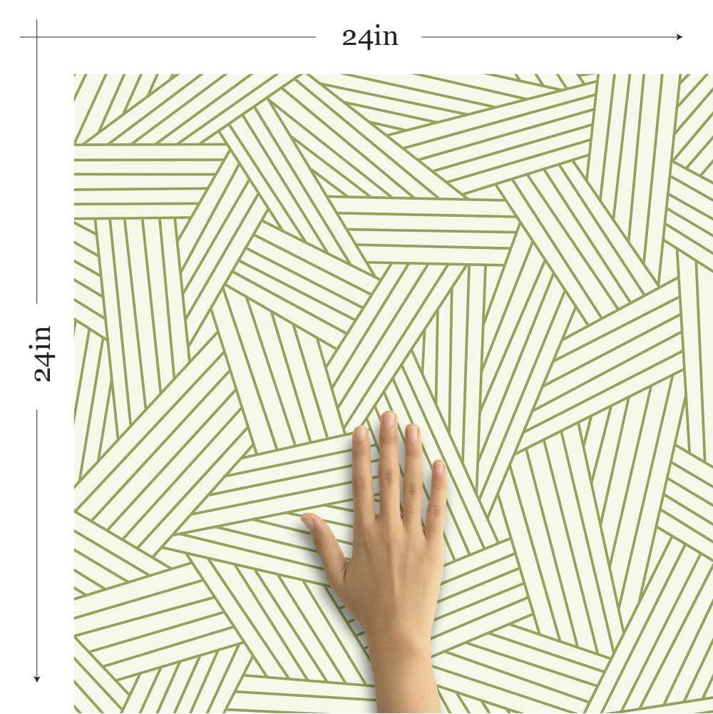Green and Tan Geometric Peel and Stick Removable Wallpaper - Self-Adhesive Decorative Wall Covering for Bedroom, Living Room, Nursery & Home Office