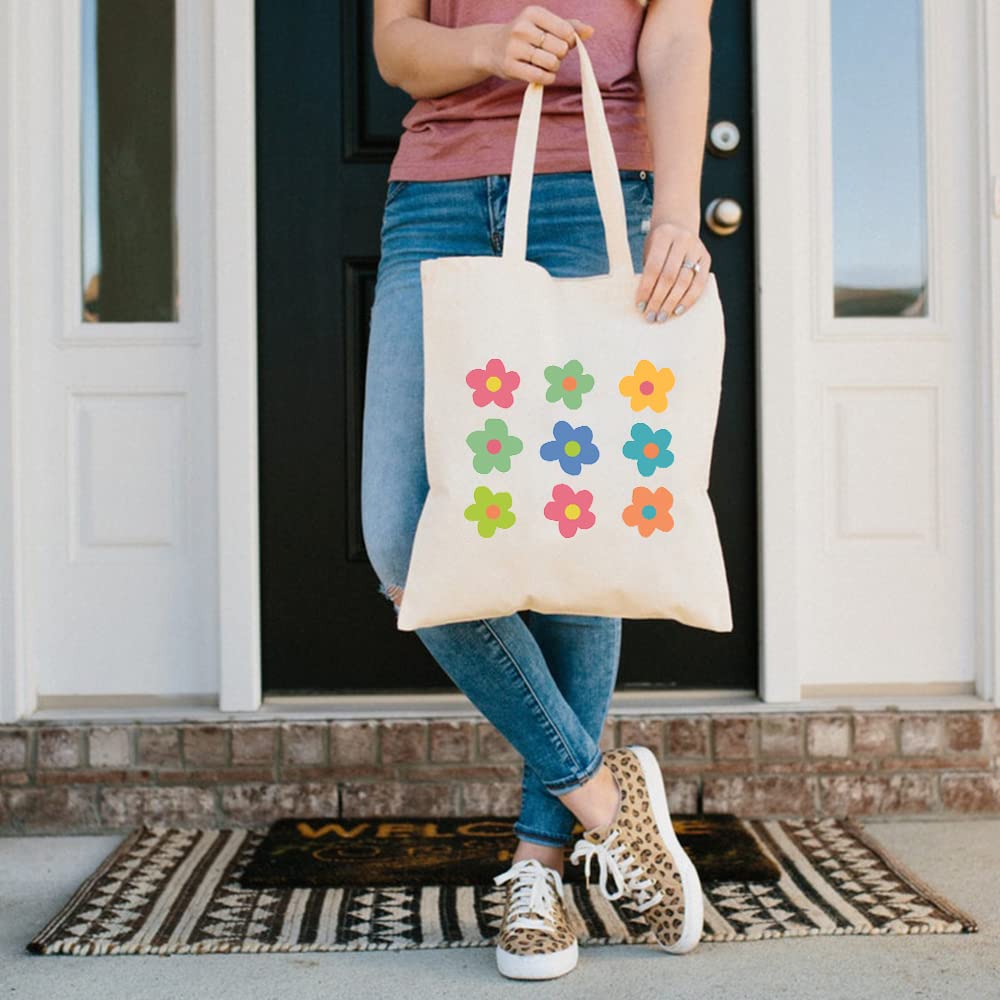 Haukea Canvas Tote Bag for Women - Stylish Floral Print Reusable Shopping Bag - Perfect for Beach, Grocery, Books & Everyday Use