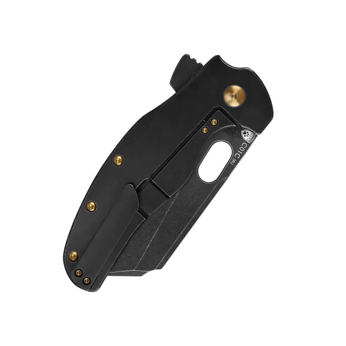 Kizer Ki5488A1 XL Sheepdog Folding Knife - Black Stonewash Blade & Titanium Handles - EDC, Outdoor Camping, Hunting, Survival Gear