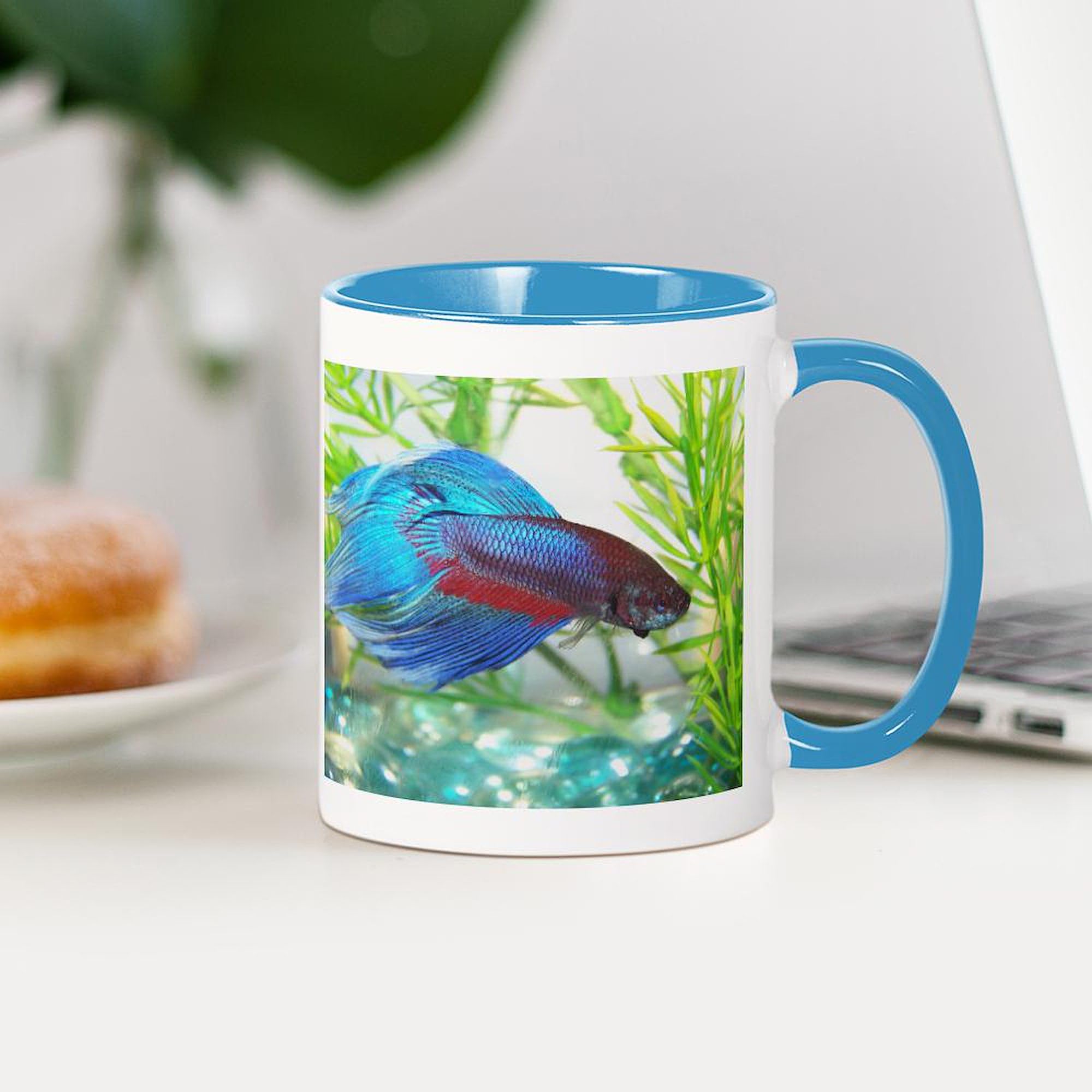 Betta Fish Ceramic Coffee Mug 11 oz (325 ml) - Perfect for Tea, Hot Chocolate & Office Use - Unique Fish Lover Gift Idea