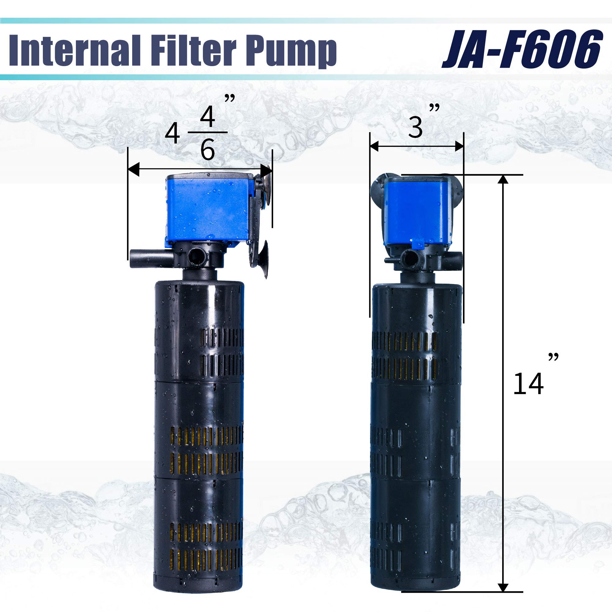 475 GPH Submersible Water Pump (1800L/H, 25W) - Ultra Quiet Aquarium Powerhead with 3-in-1 Filter Function for Circulation, Filtration & Oxygenation - Ideal for Ponds, Fish Tanks, Fountains & Hydroponics (5-Pack)