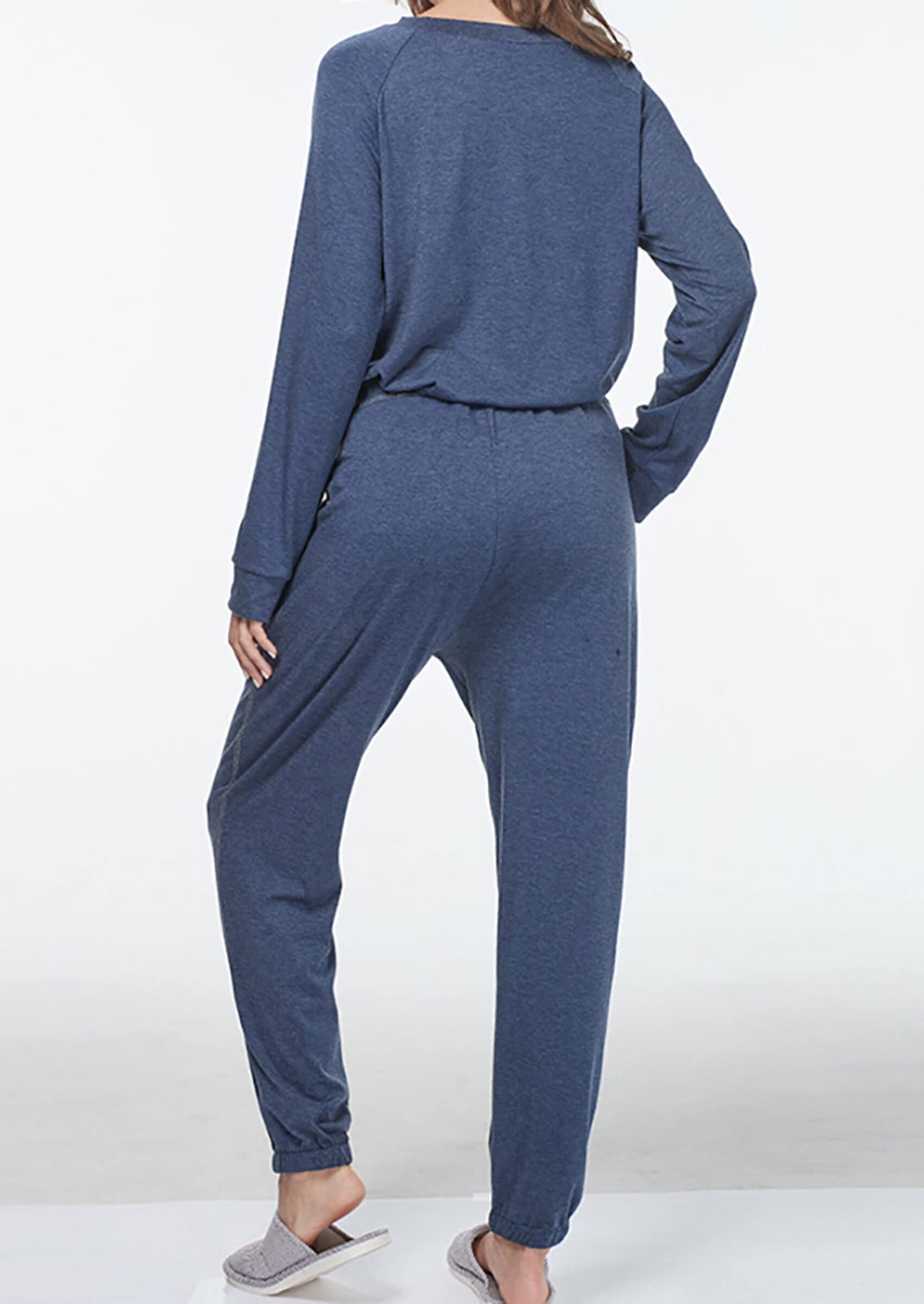 Cysincos Women's 2-Piece Sweatsuit Set - Long Sleeve Pullover & Drawstring Jogger Pants - Soft Loungewear, Pajama Outfit for Yoga, Running, Home Relaxation