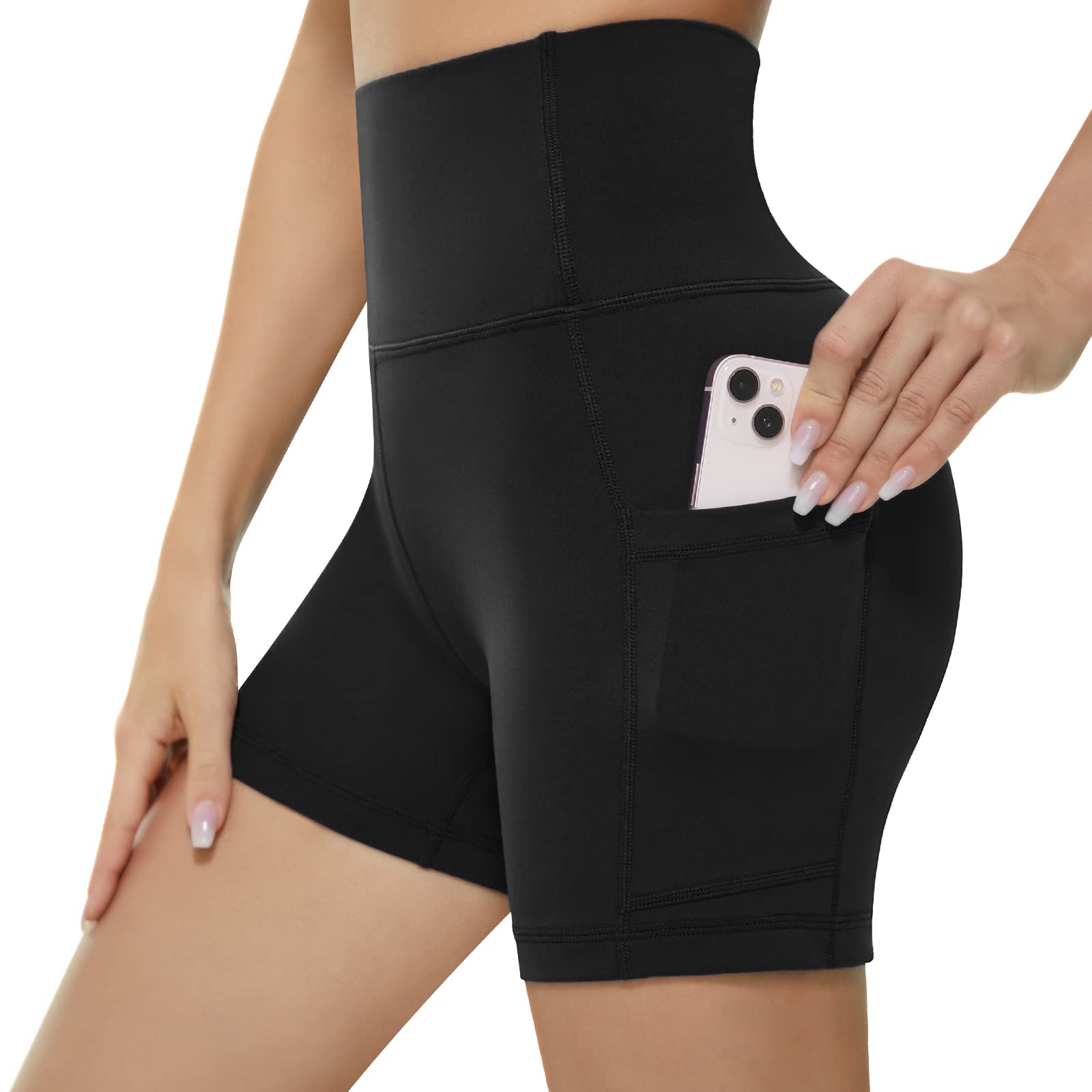 KKB Women's High Waist Yoga Shorts with Pockets - 5